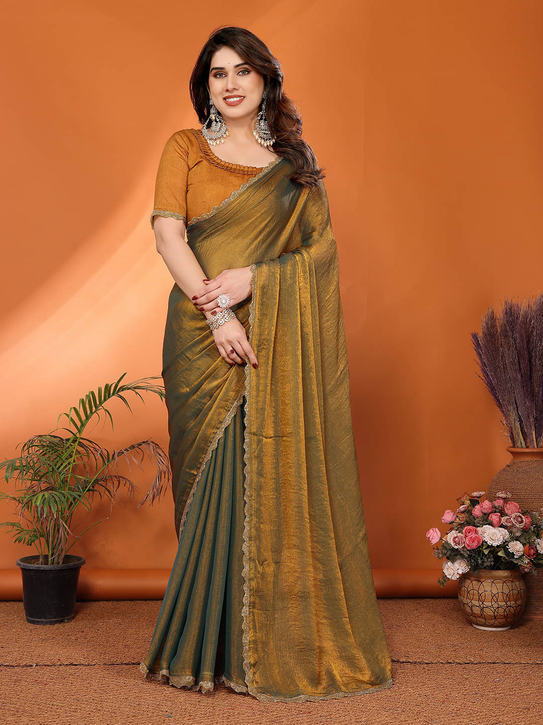 ANAND SAREES Silk Blend Solid Ilkal Saree With Unstitched Blouse Piece ( MUSTARD ) ANAND SAREES Silk Blend Solid Ilkal Saree With Unstitched Blouse Piece ( MUSTARD )