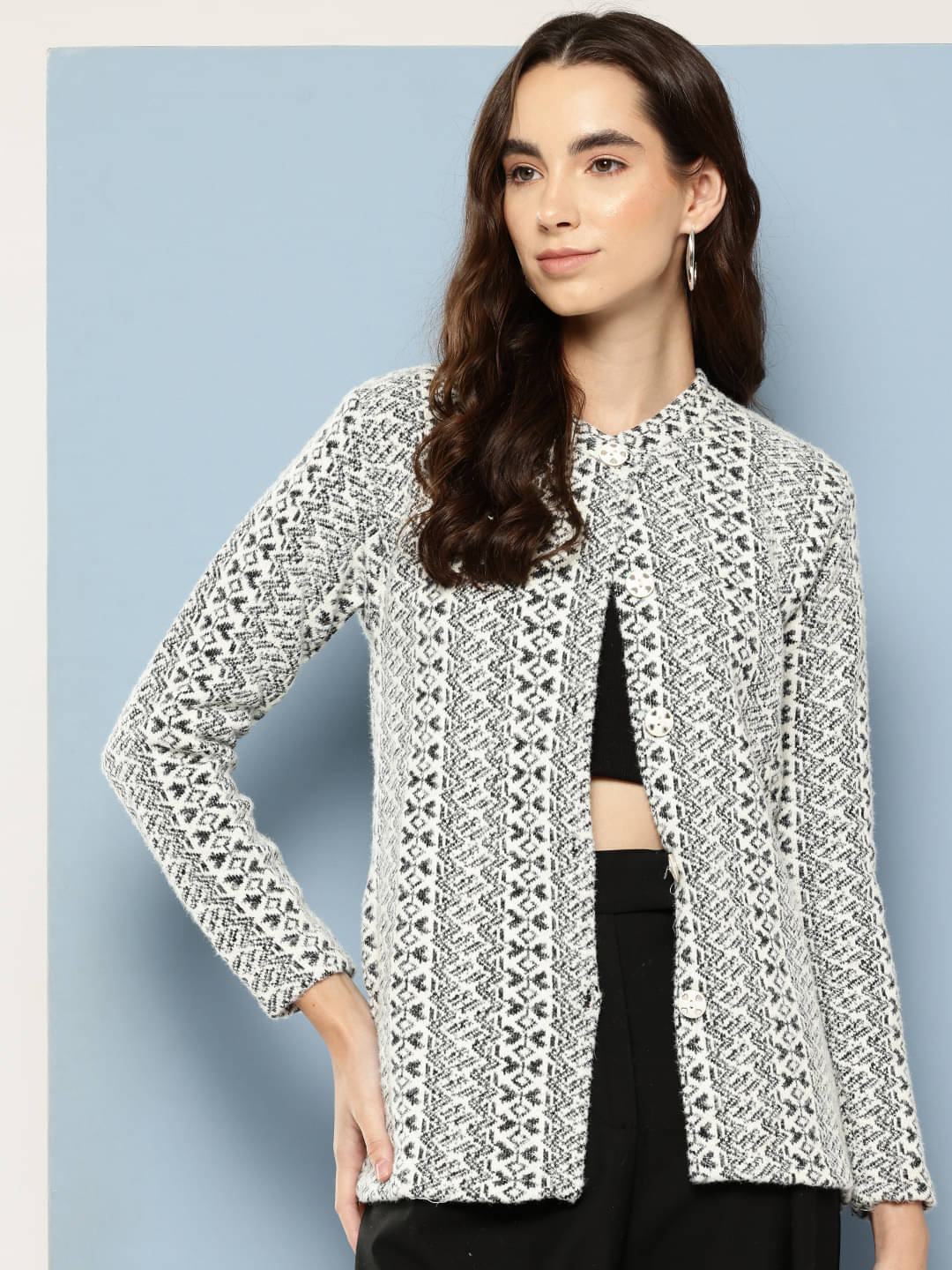 Aarika Woollen Round Neck Women's Buttoned Cardigans - White ( Single ) Aarika Woollen Round Neck Women's Buttoned Cardigans - White ( Single )