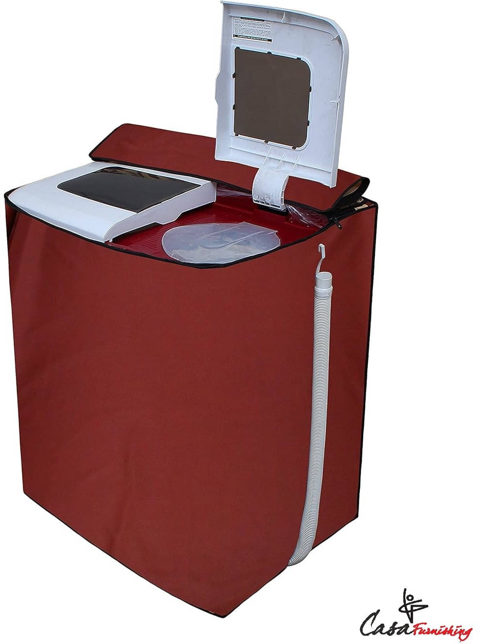 CASA FURNISHING Semi-Automatic Washing Machine Cover Compatiable For 7 kg - Maroon     			CASA FURNISHING Semi-Automatic Washing Machine Cover Compatiable For 7 kg - Maroon