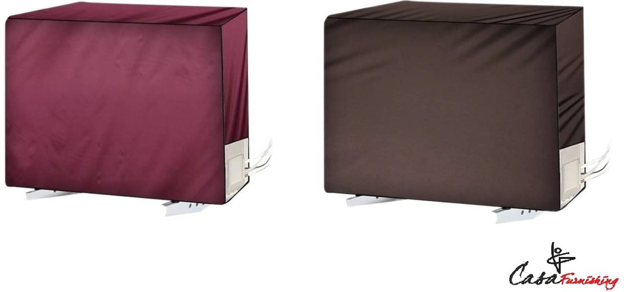     			CASA FURNISHING Set of 2 Polyester Maroon AC Cover for 1.5 Ton Split AC
