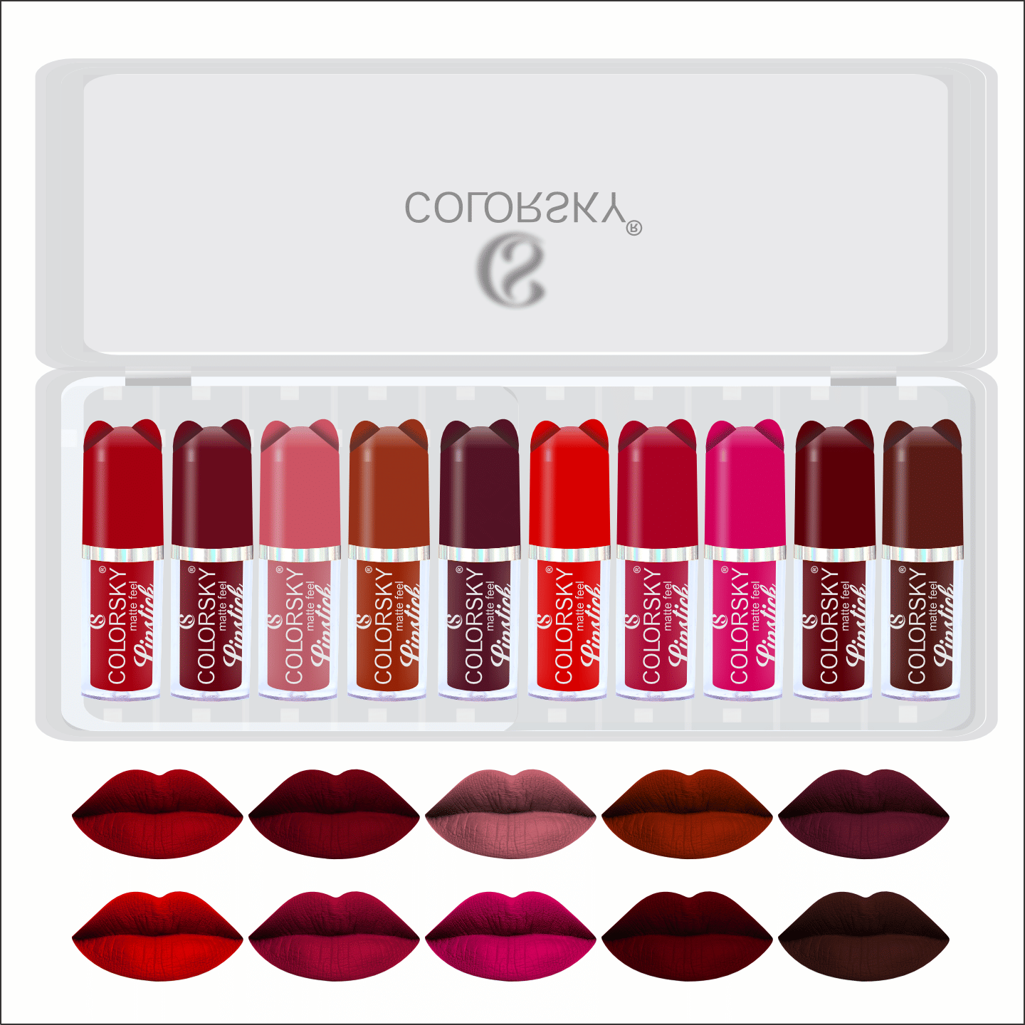     			Color Sky Multi Matte Long Lasting Liquid Lipstick ( Pack of 10 )