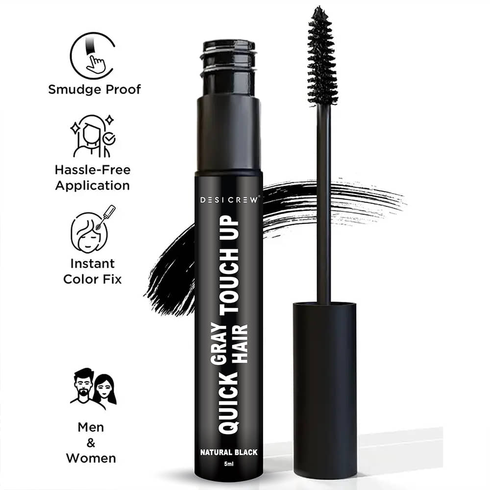 DESI CREW Gray Hair Touch-Up Natural Root Touch Ups Hair Color 5 mL Black