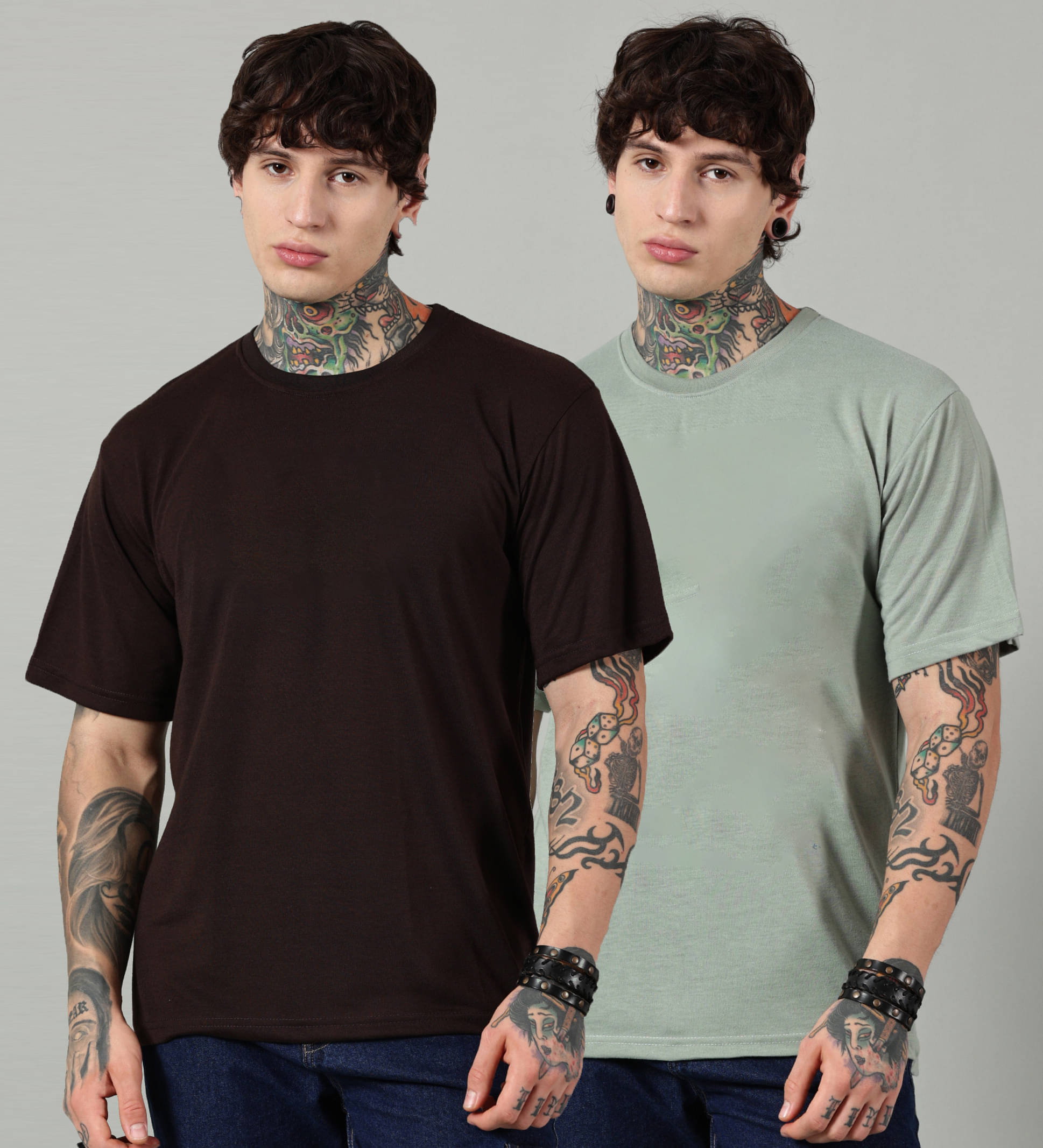     			Diversify Men Cotton Blend Oversized Fit Solid T-Shirt ( Multicolor )