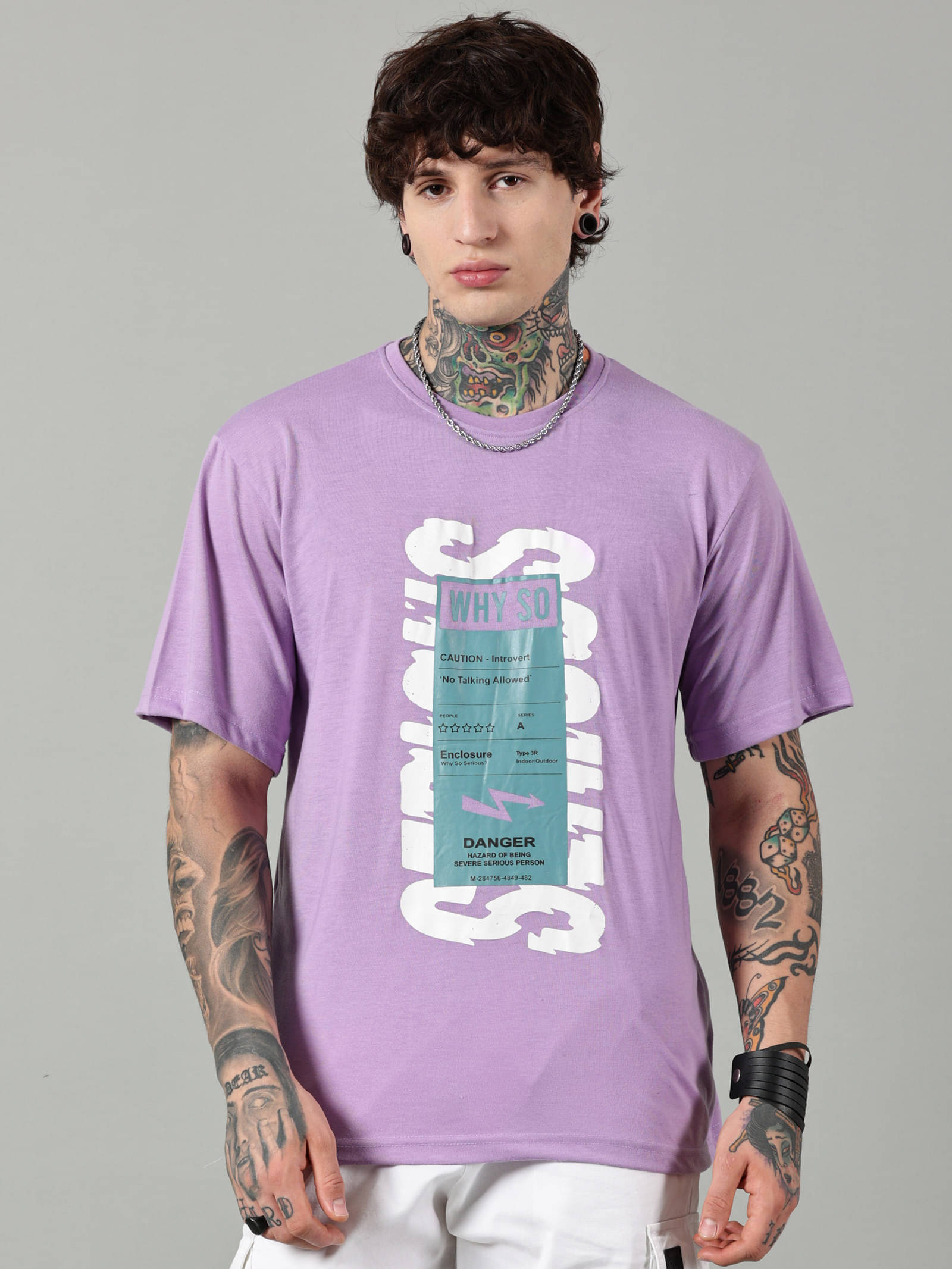     			Diversify Men Cotton Blend Oversized Fit Printed T-Shirt ( Purple )