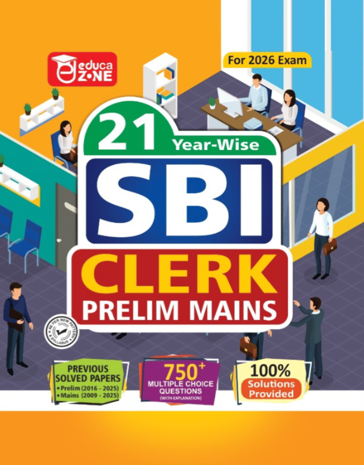     			EDUCAZONE SBI Clerk Prelim Mains Solved Papers Book For 2026 Exam