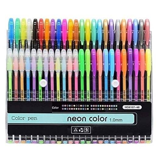     			Freedy 24Pcs Neon Color Set Neon Metallic Fluorescence Highlighter Pastel Gel Pen For Art Sketch Doodle Painting Drawing Kids Gift-B