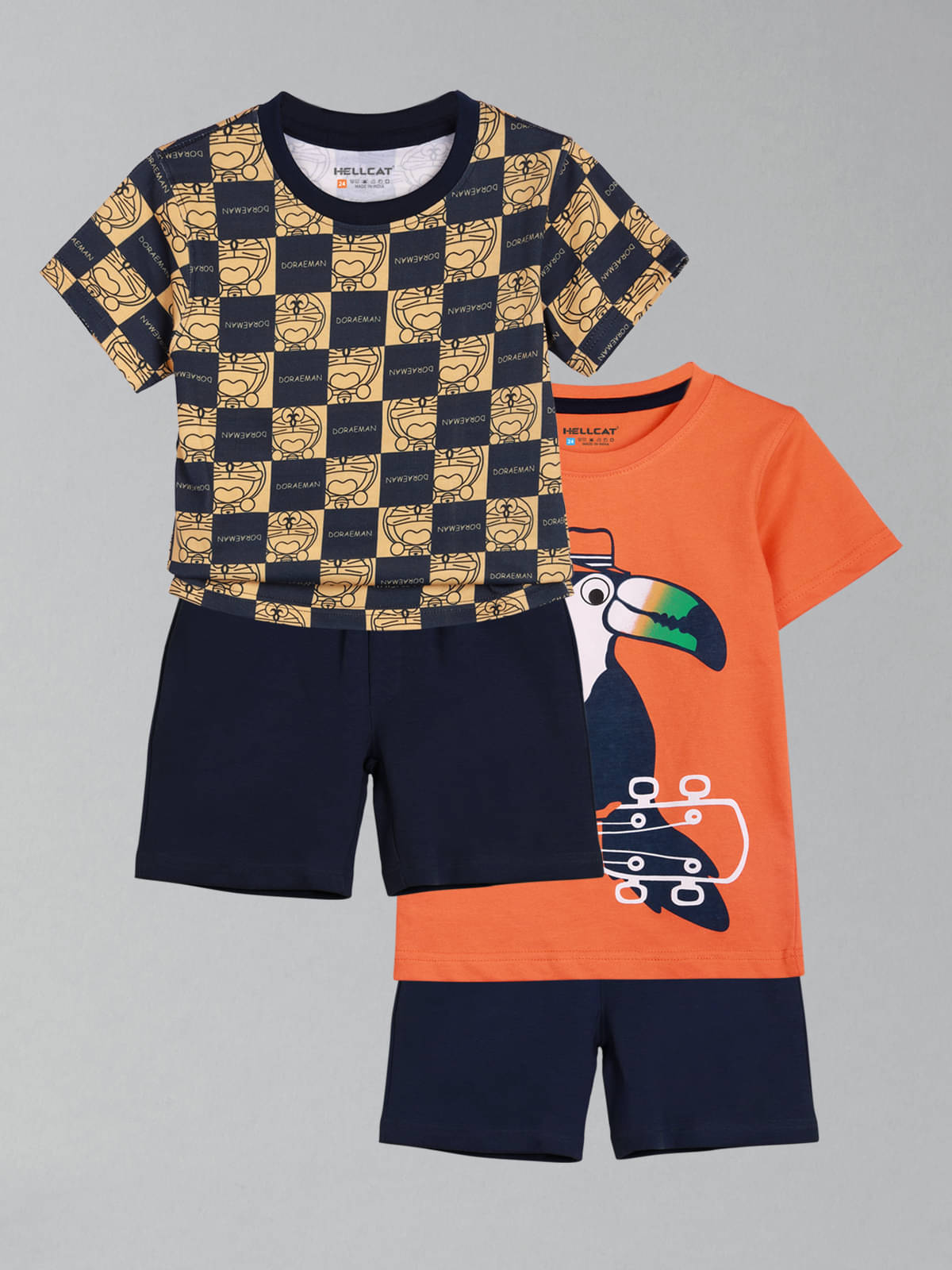     			HELLCAT Pack of 2 Boys Cotton Blend T-Shirt & Shorts Set ( Orange )