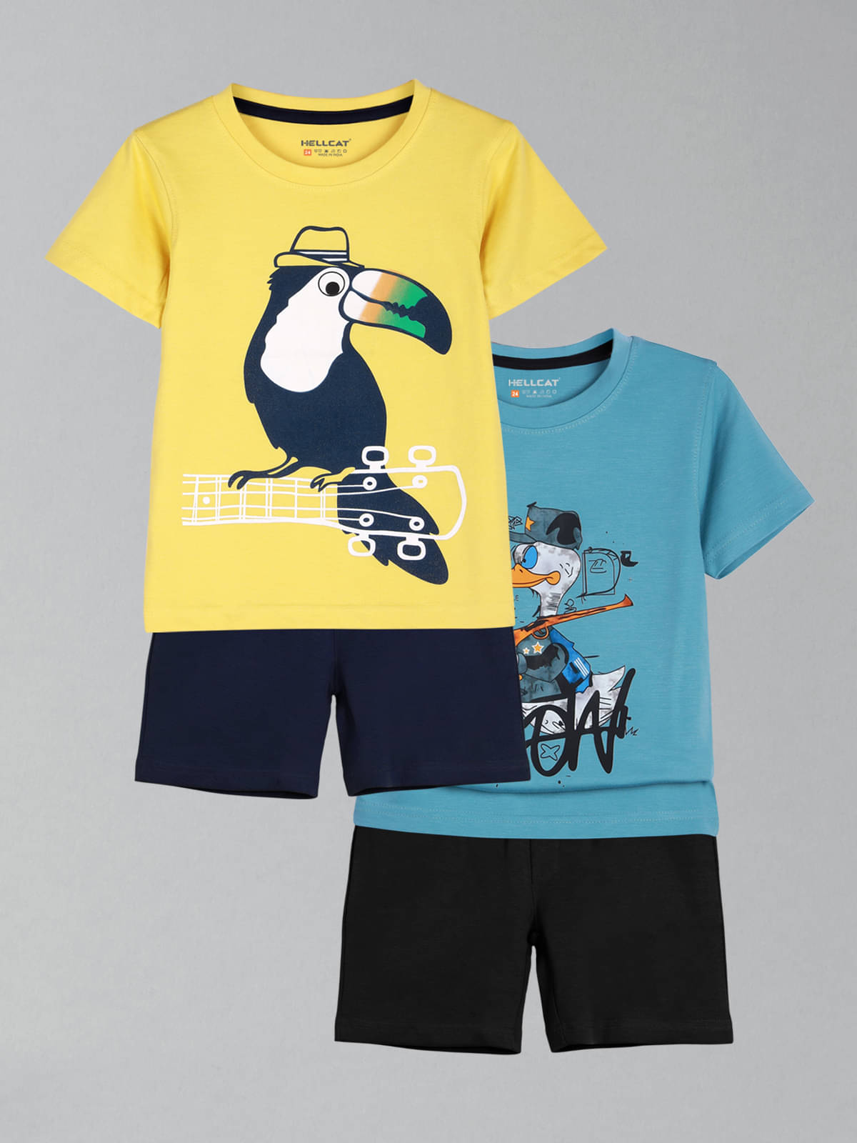     			HELLCAT Pack of 2 Boys Cotton Blend Shirt & Shorts Set ( Yellow )