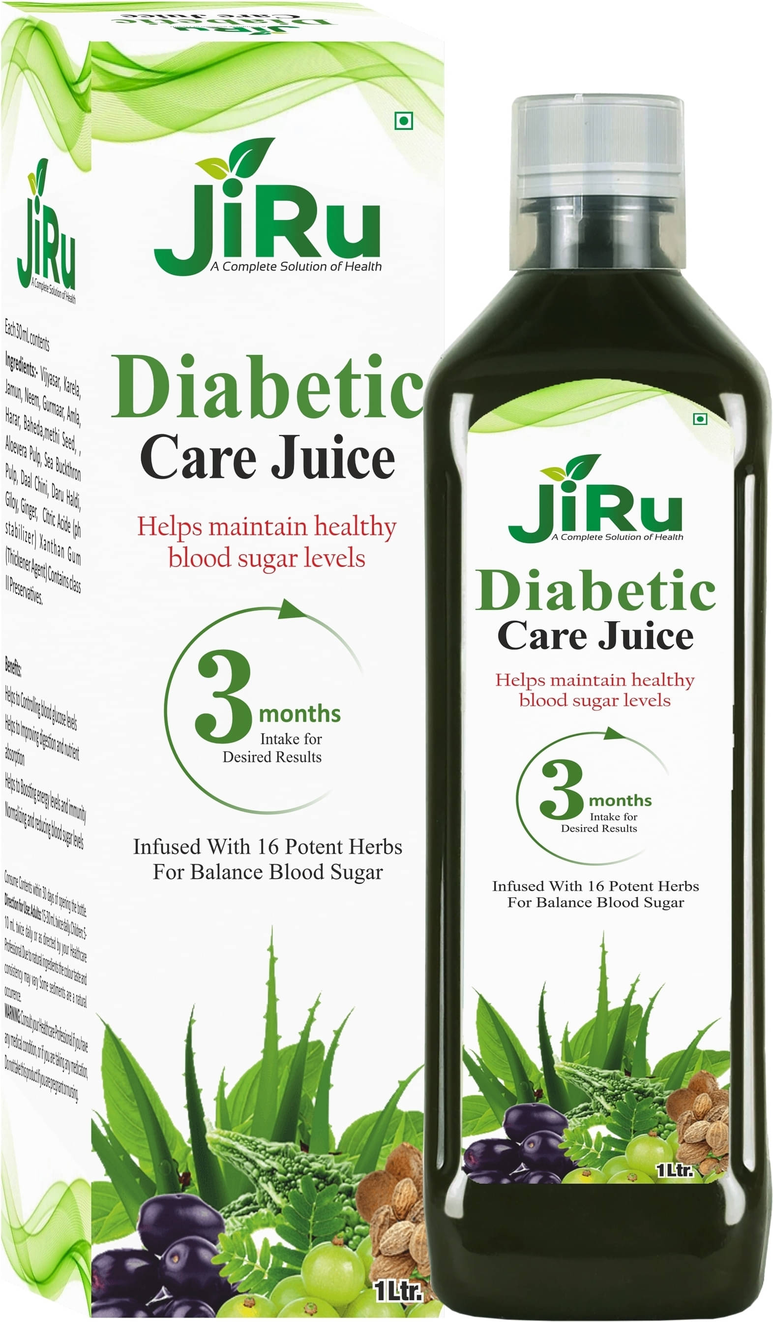     			Jiru Diabetic Care Juice | Blend of 16 herbs to manage Blood sugar levels | 1L