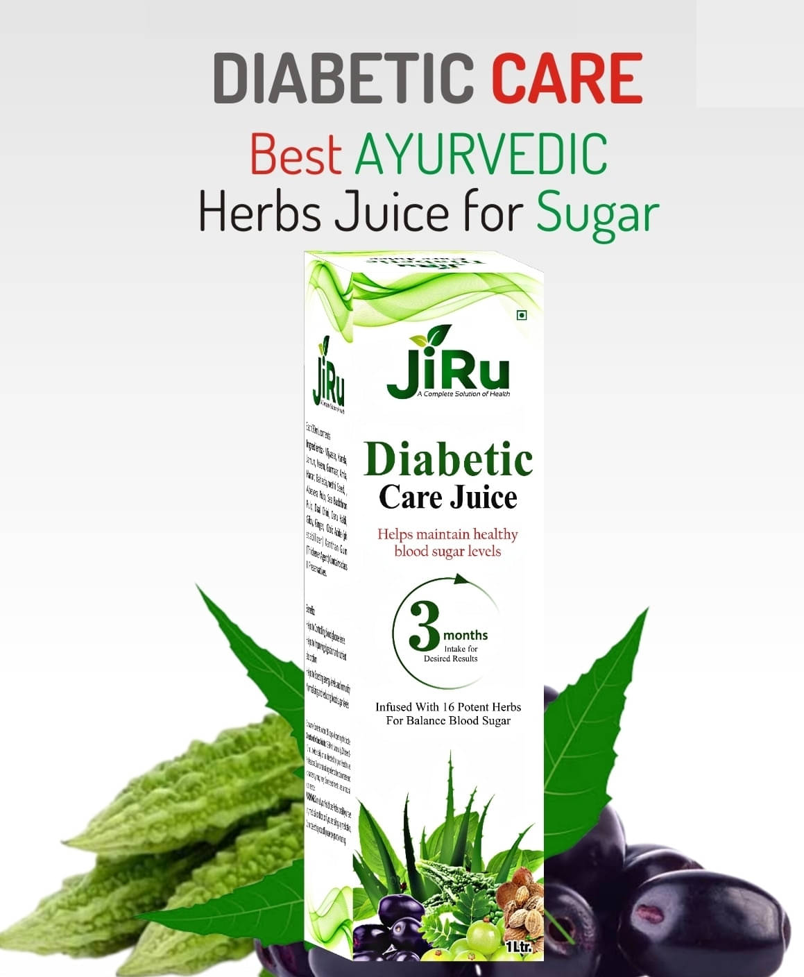 Jiru Diabetic Care Juice | Blend of 16 herbs Blood Sugar Level, Lower Bad Cholesterol     			Jiru Diabetic Care Juice | Blend of 16 herbs Blood Sugar Level, Lower Bad Cholesterol