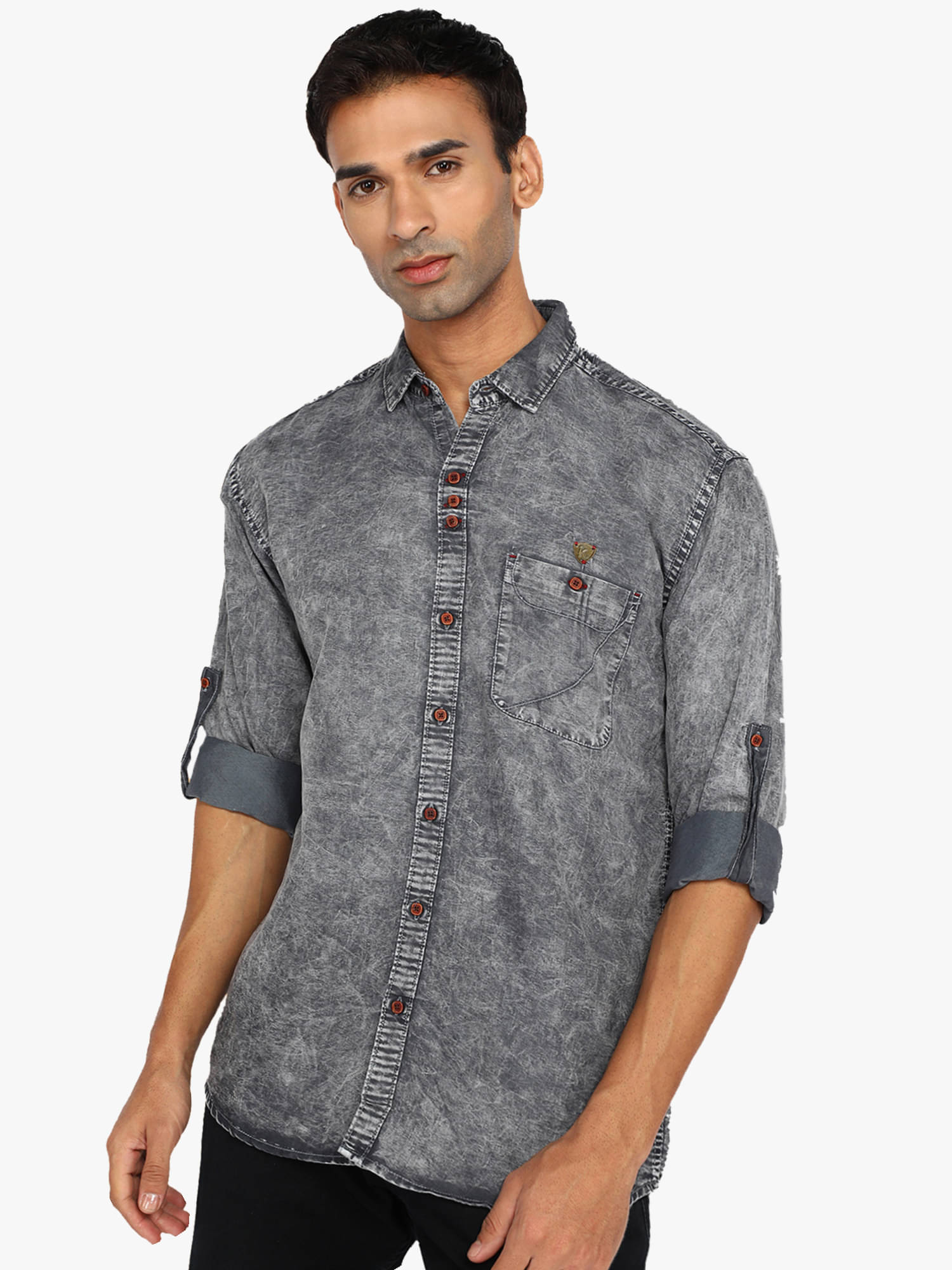     			Kuons Avenue Denim Regular Fit Solids Full Sleeves Men's Casual Shirt - Grey ( Pack of 1 )