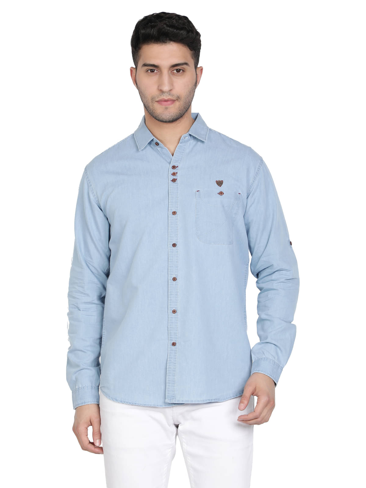 Kuons Avenue Denim Regular Fit Solids Full Sleeves Men's Casual Shirt - Light Blue ( Pack of 1 ) Kuons Avenue Denim Regular Fit Solids Full Sleeves Men's Casual Shirt - Light Blue ( Pack of 1 )