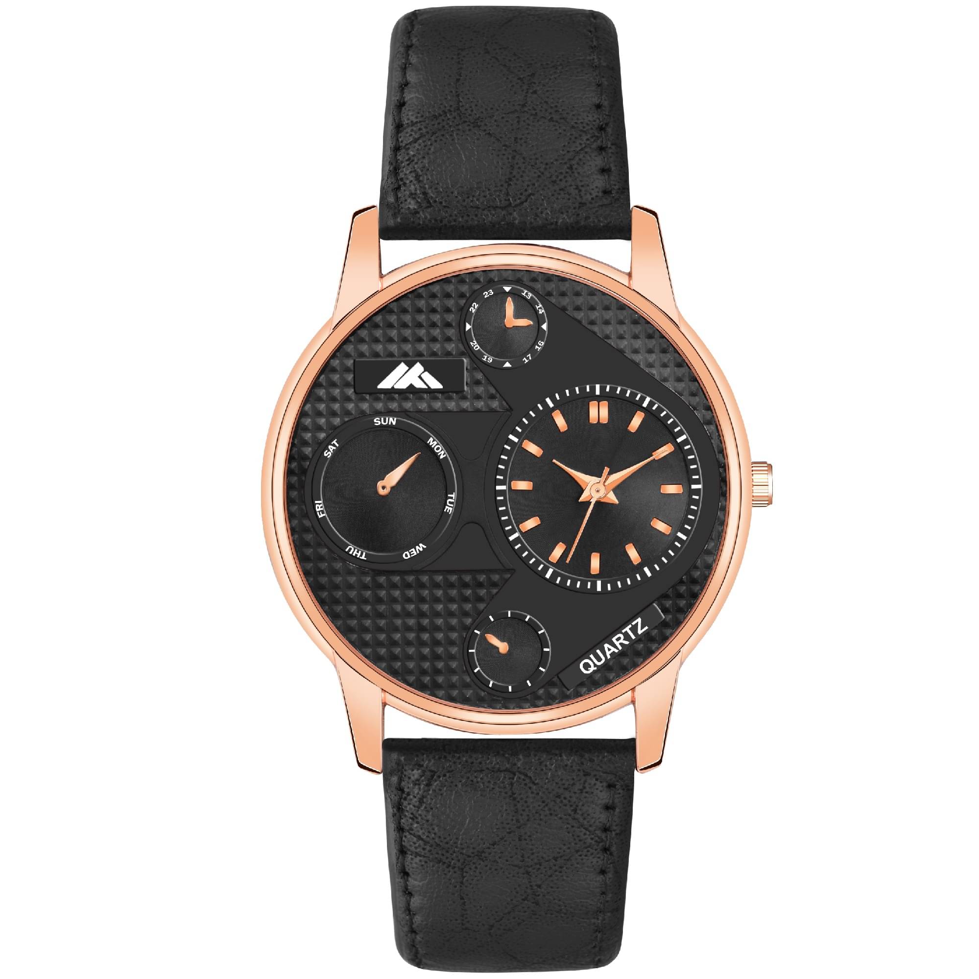     			Newman Black Leather Analog Men's Watch