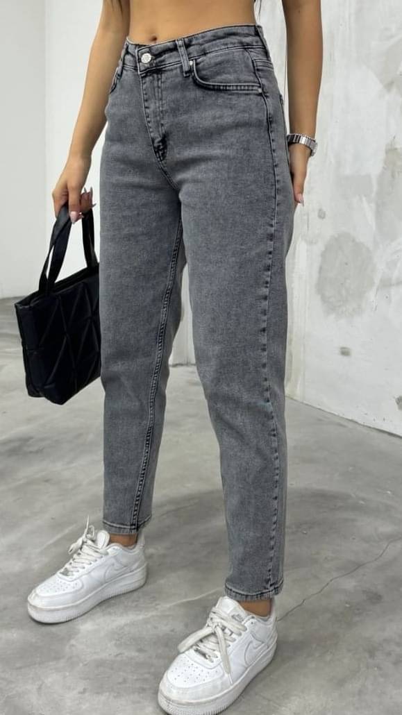     			Niffar Fashion Women's Mom Fit High-Rise Jeans ( Charcoal )