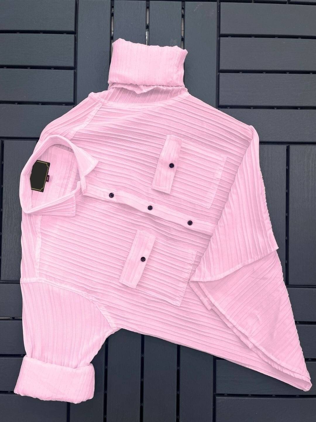 OQUENT Poly Cotton Regular Fit Self Design Full Sleeves Men's Casual Shirt - Pink ( Pack of 1 ) OQUENT Poly Cotton Regular Fit Self Design Full Sleeves Men's Casual Shirt - Pink ( Pack of 1 )