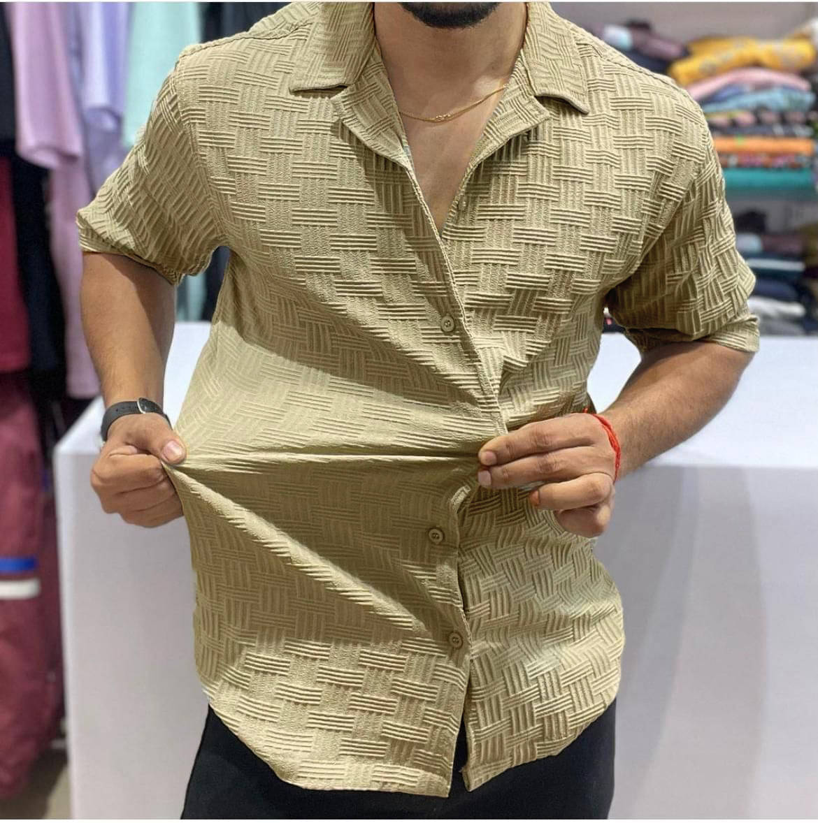 OQUENT Poly Cotton Regular Fit Solids Half Sleeves Men's Casual Shirt - Beige ( Pack of 1 ) OQUENT Poly Cotton Regular Fit Solids Half Sleeves Men's Casual Shirt - Beige ( Pack of 1 )