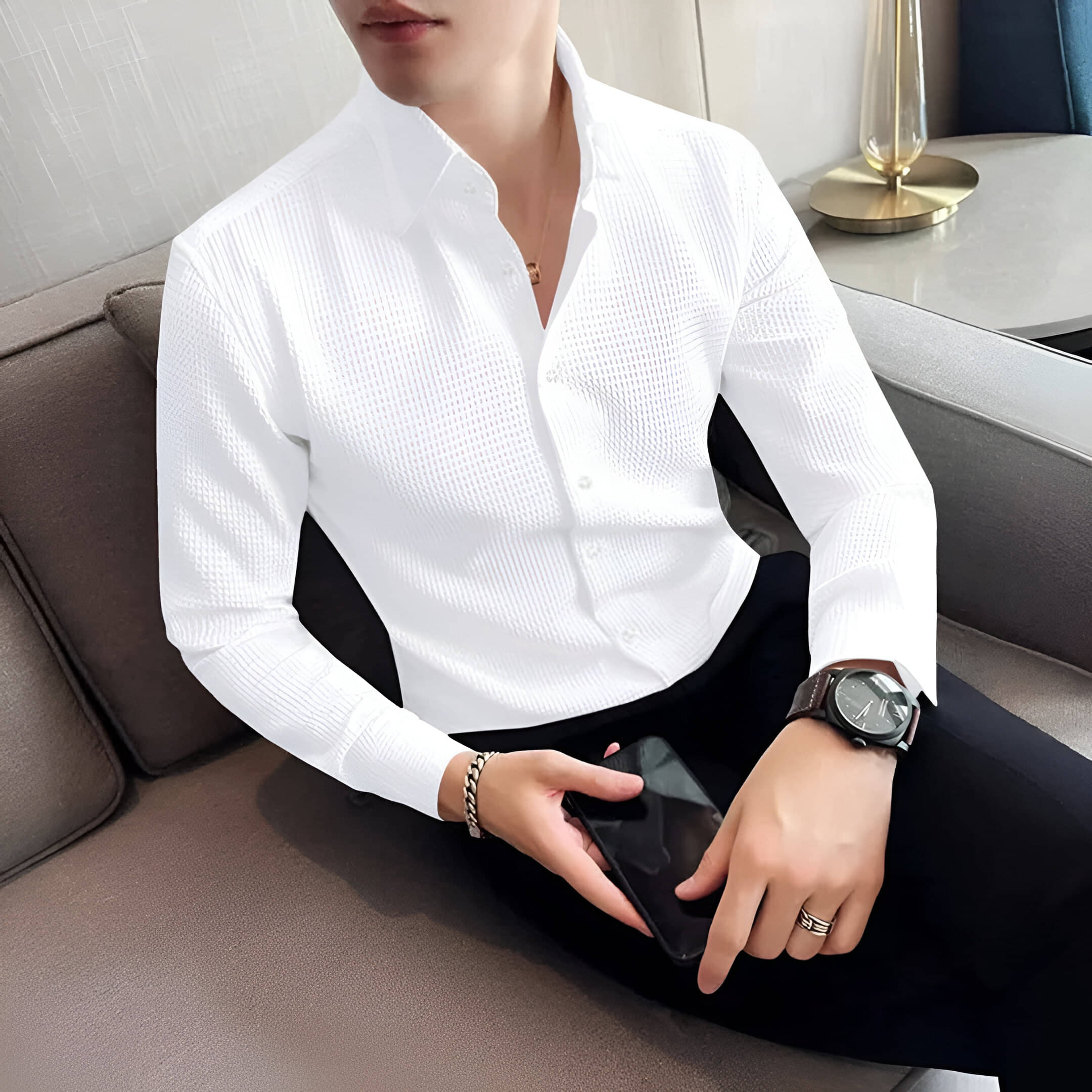     			OQUENT Poly Cotton Regular Fit Solids Full Sleeves Men's Casual Shirt - White ( Pack of 1 )