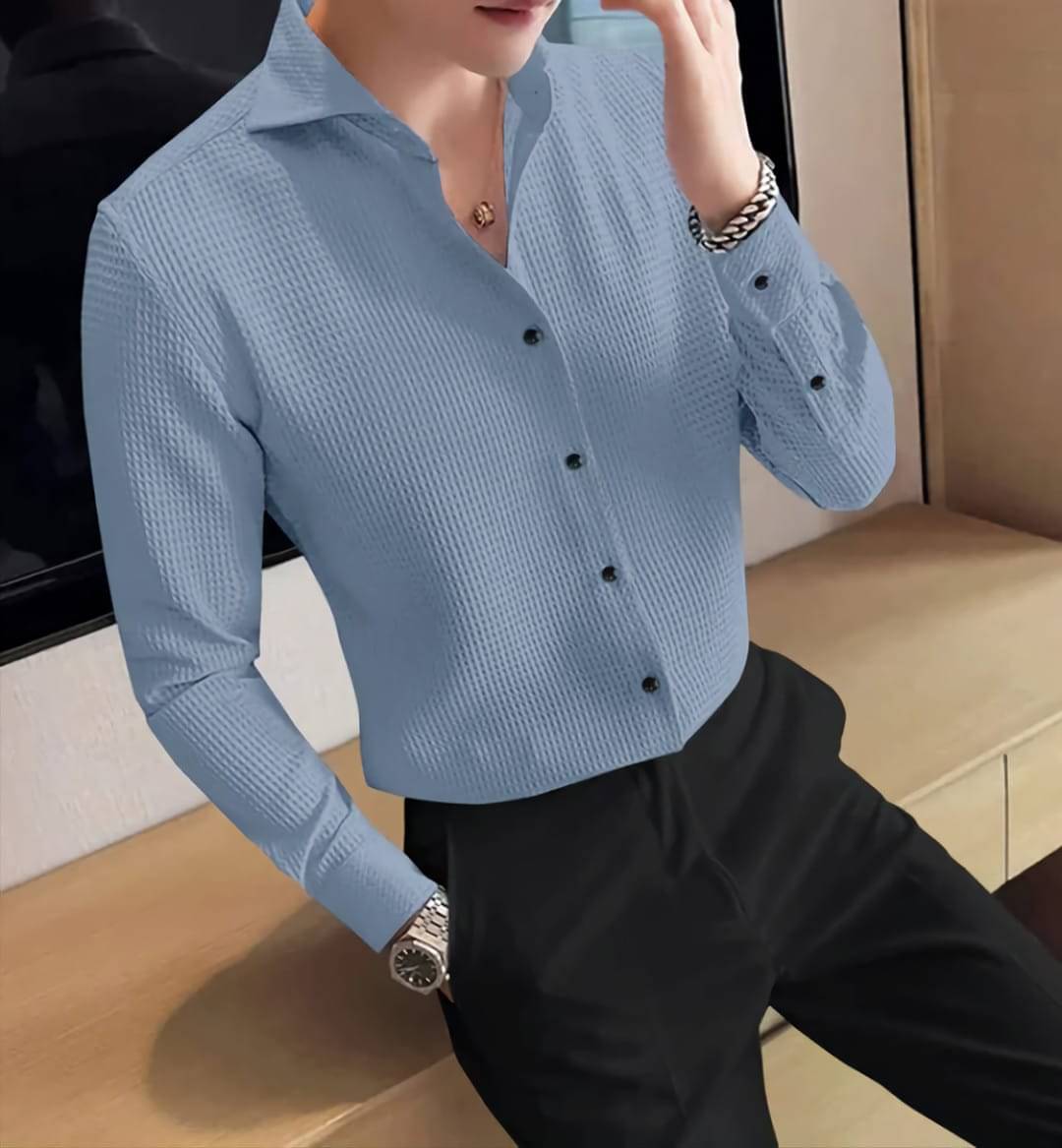 OQUENT Poly Cotton Regular Fit Solids Full Sleeves Men's Casual Shirt - Aqua Blue ( Pack of 1 ) OQUENT Poly Cotton Regular Fit Solids Full Sleeves Men's Casual Shirt - Aqua Blue ( Pack of 1 )