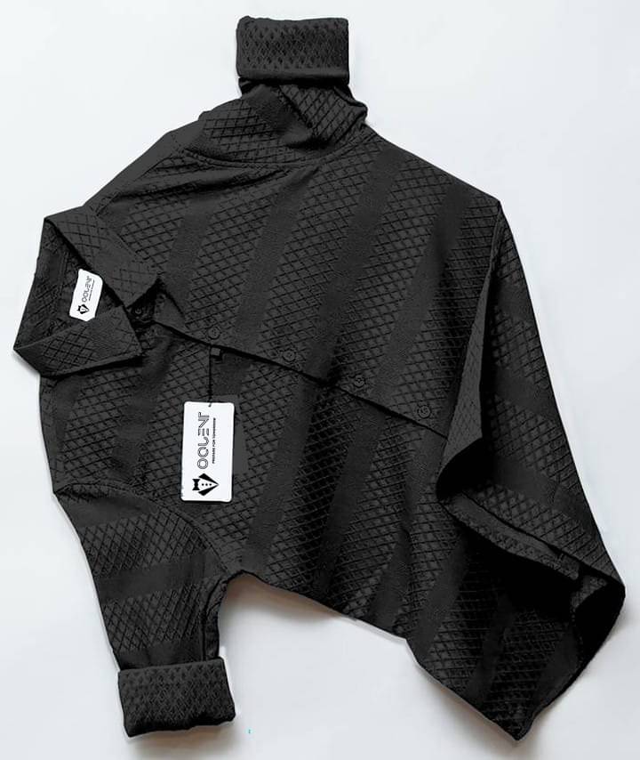     			OQUENT Poly Cotton Regular Fit Solids Full Sleeves Men's Casual Shirt - Black ( Pack of 1 )