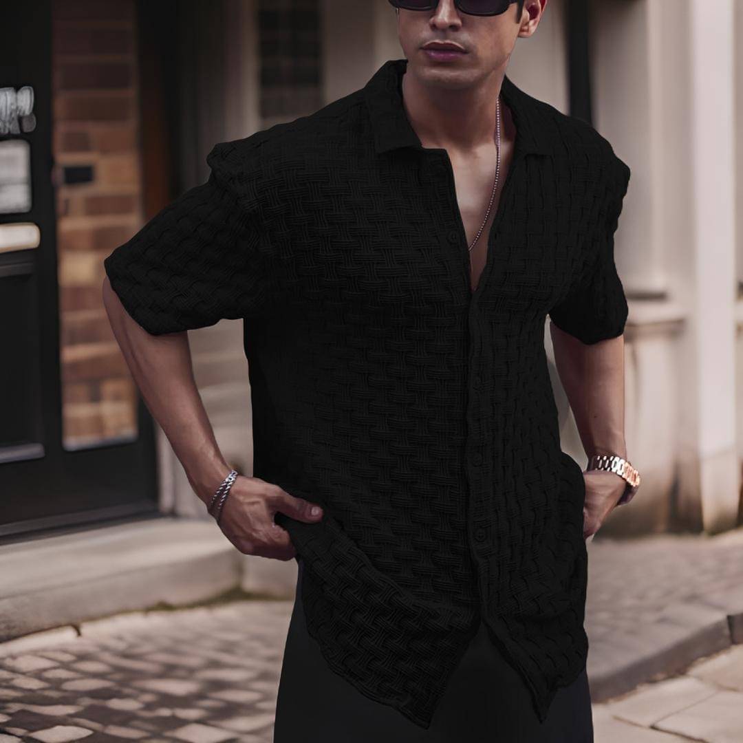 OQUENT Poly Cotton Regular Fit Solids Half Sleeves Men's Casual Shirt - Black ( Pack of 1 ) OQUENT Poly Cotton Regular Fit Solids Half Sleeves Men's Casual Shirt - Black ( Pack of 1 )