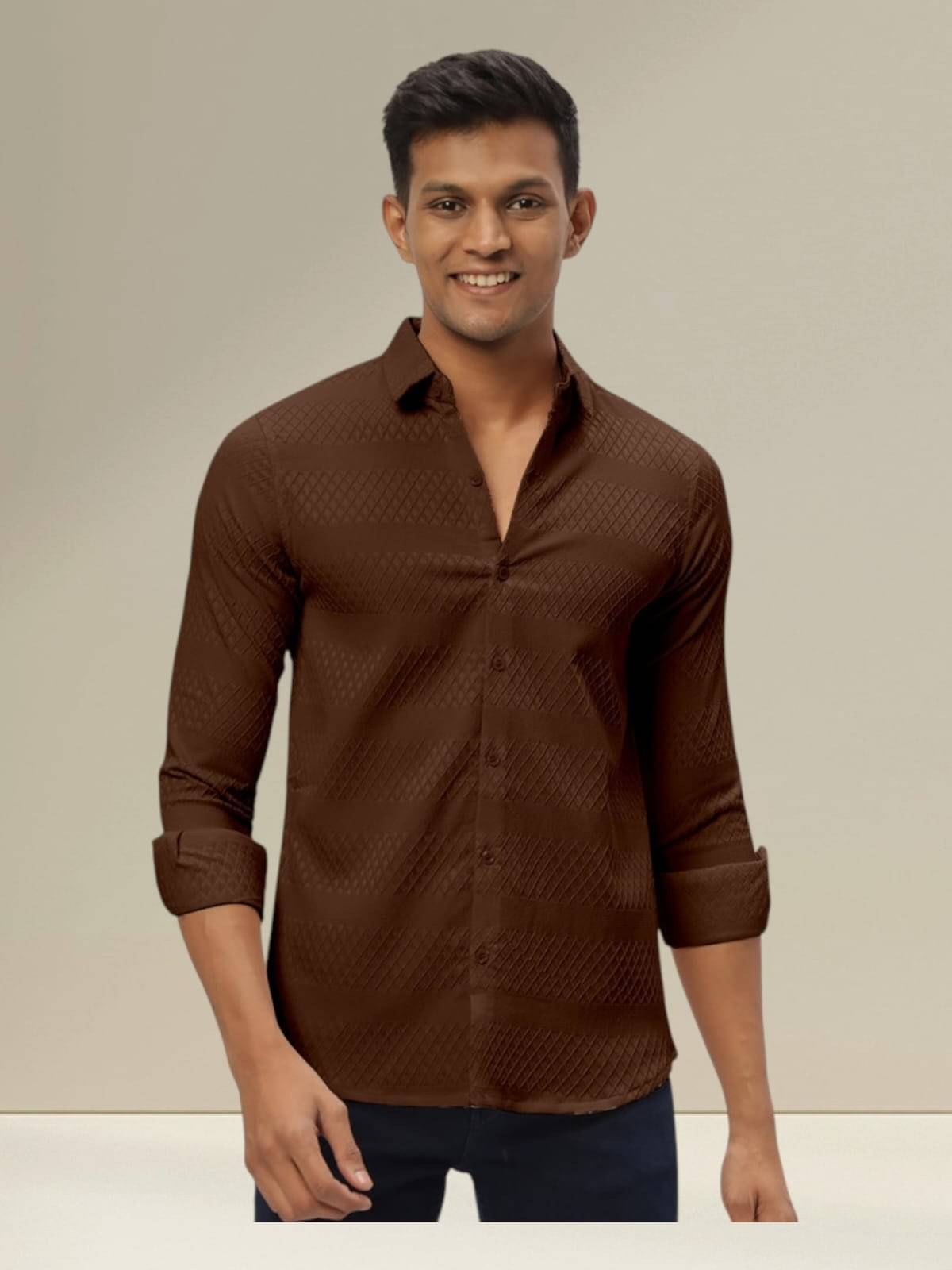 OQUENT Poly Cotton Regular Fit Solids Full Sleeves Men's Casual Shirt - Brown ( Pack of 1 )     			OQUENT Poly Cotton Regular Fit Solids Full Sleeves Men's Casual Shirt - Brown ( Pack of 1 )