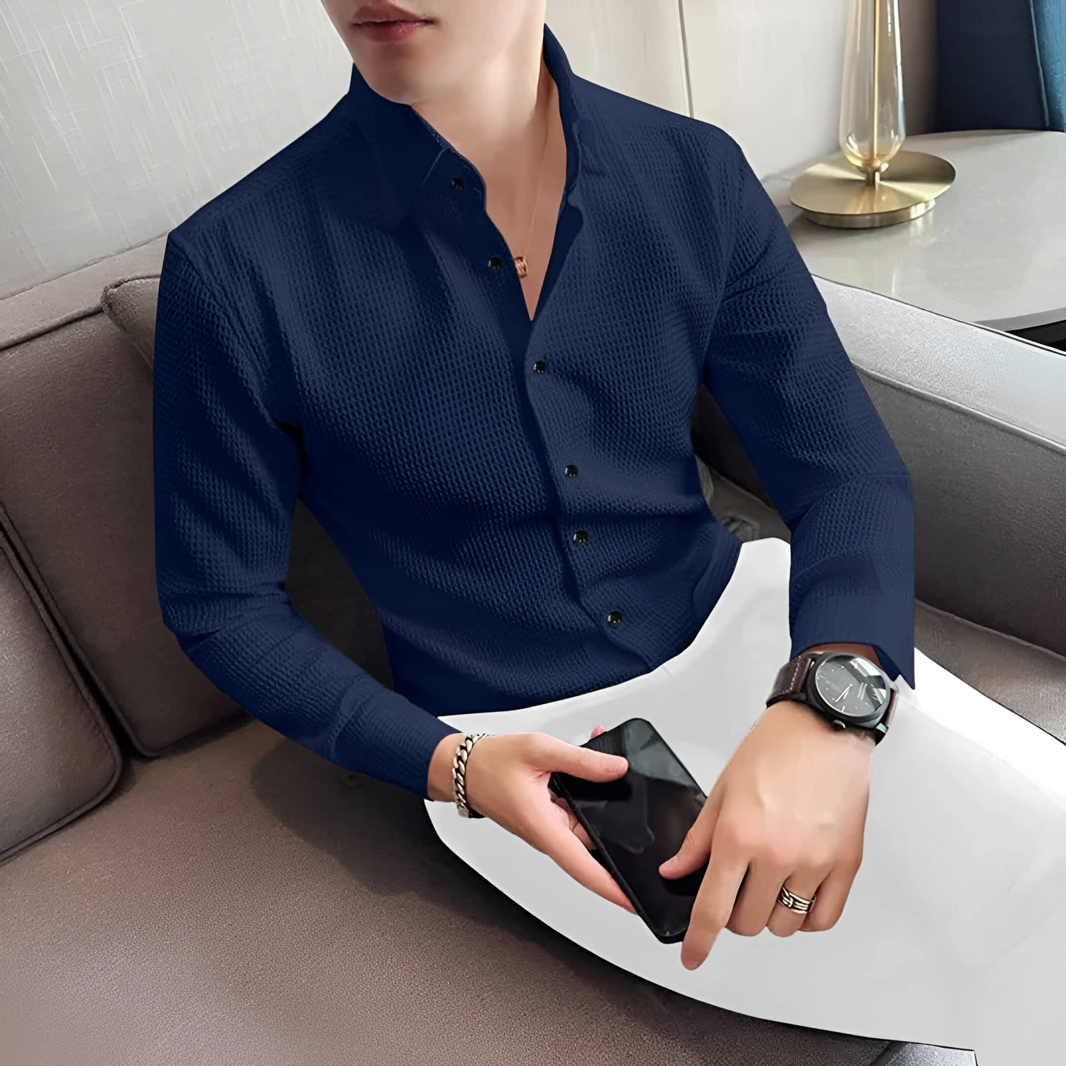 OQUENT Poly Cotton Regular Fit Checks Full Sleeves Men's Casual Shirt - Navy Blue ( Pack of 1 ) OQUENT Poly Cotton Regular Fit Checks Full Sleeves Men's Casual Shirt - Navy Blue ( Pack of 1 )