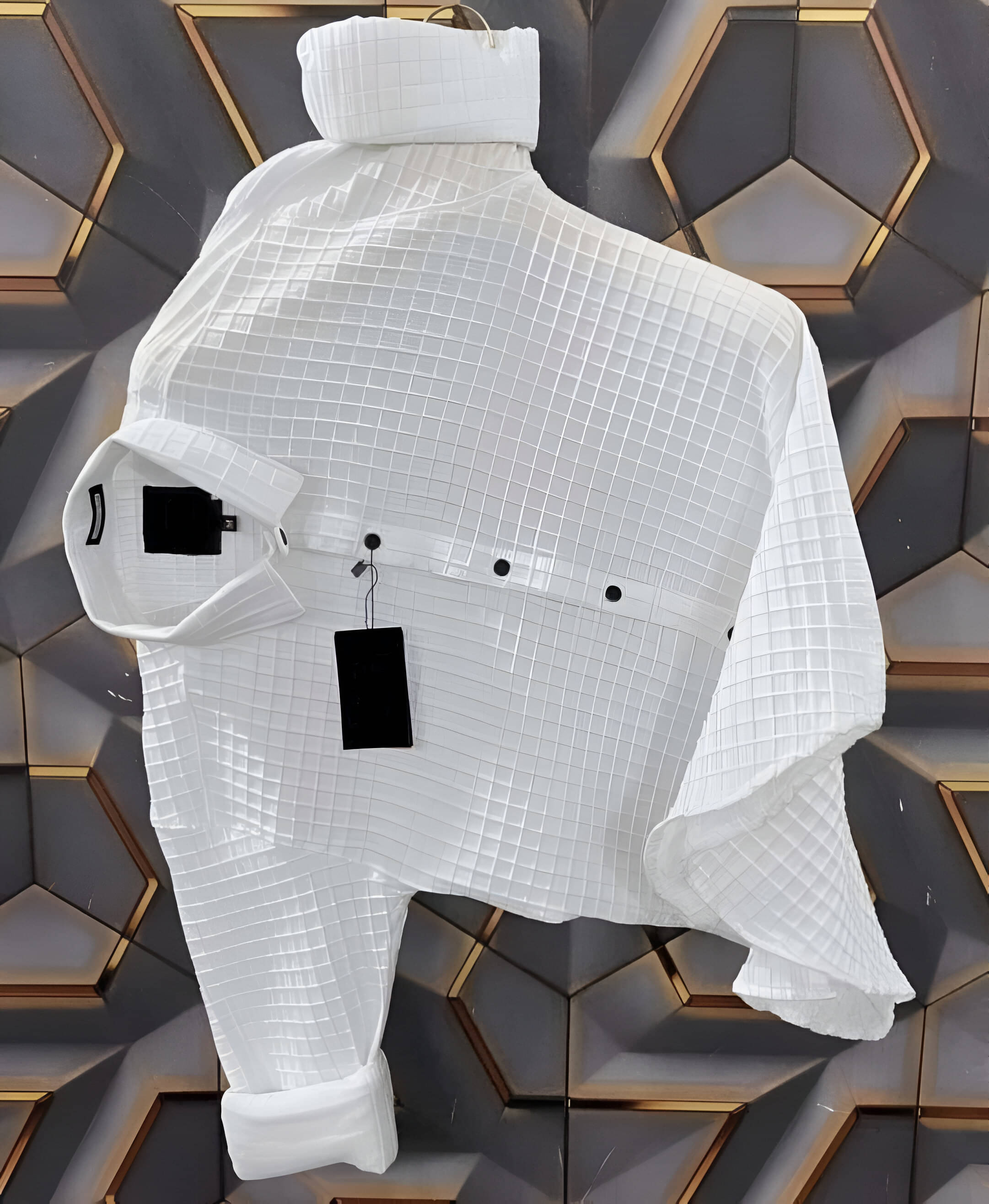     			OQUENT Poly Cotton Regular Fit Checks Full Sleeves Men's Casual Shirt - White ( Pack of 1 )