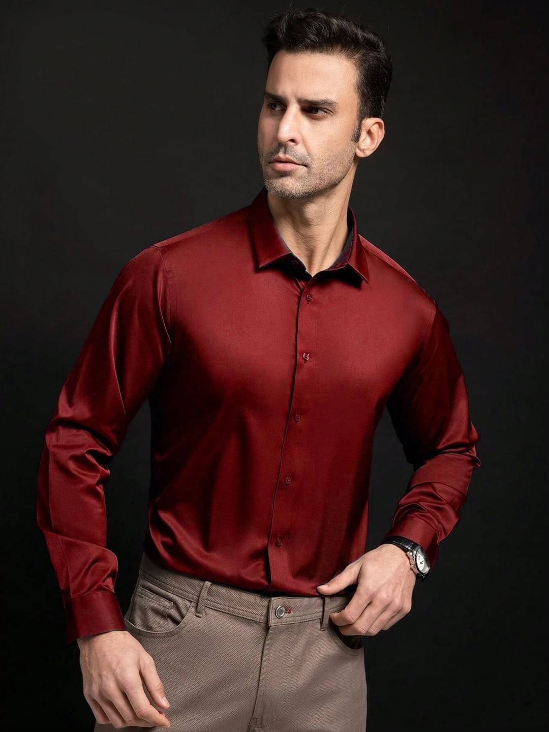 OQUENT Satin Regular Fit Solids Full Sleeves Men's Casual Shirt - Maroon ( Pack of 1 ) OQUENT Satin Regular Fit Solids Full Sleeves Men's Casual Shirt - Maroon ( Pack of 1 )