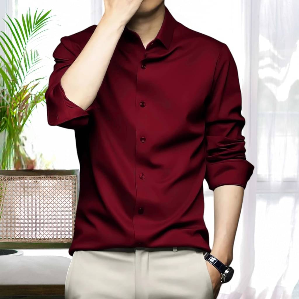 OQUENT Satin Regular Fit Solids Full Sleeves Men's Casual Shirt - Maroon ( Pack of 1 )     			OQUENT Satin Regular Fit Solids Full Sleeves Men's Casual Shirt - Maroon ( Pack of 1 )