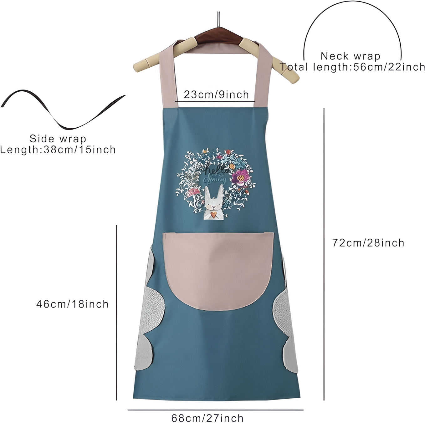     			Overalza Polyester Printed Kitchen Apron with 1 Center Pocket ( Pack of 1 )