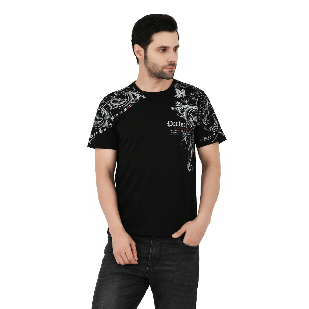 Sageware Men Cotton Blend Slim Fit Solid T-Shirt ( Black ) Sageware Men Cotton Blend Slim Fit Solid T-Shirt ( Black )