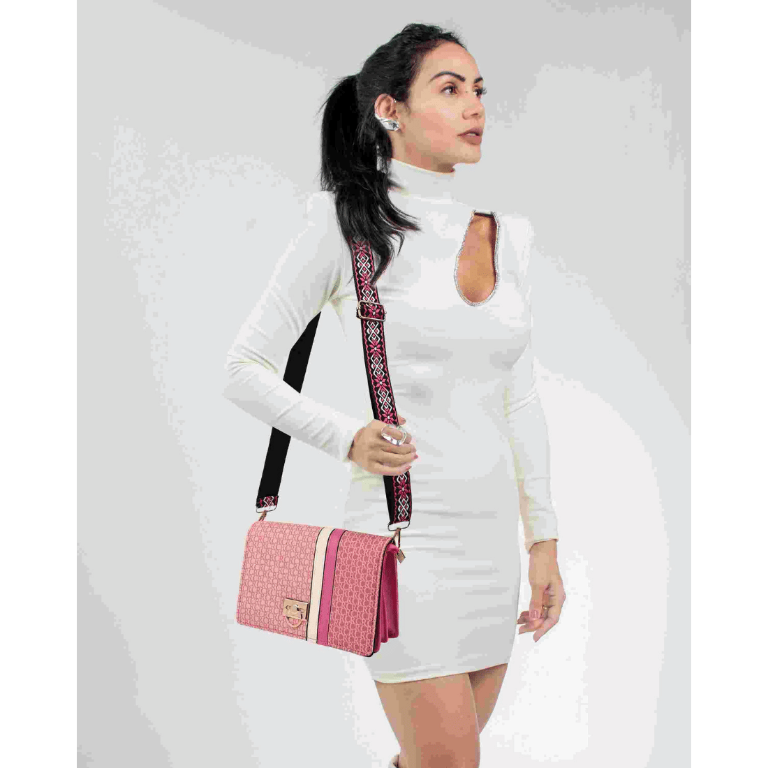     			Sageware Sling Bag Faux Leather Set of 1 ( Pink )