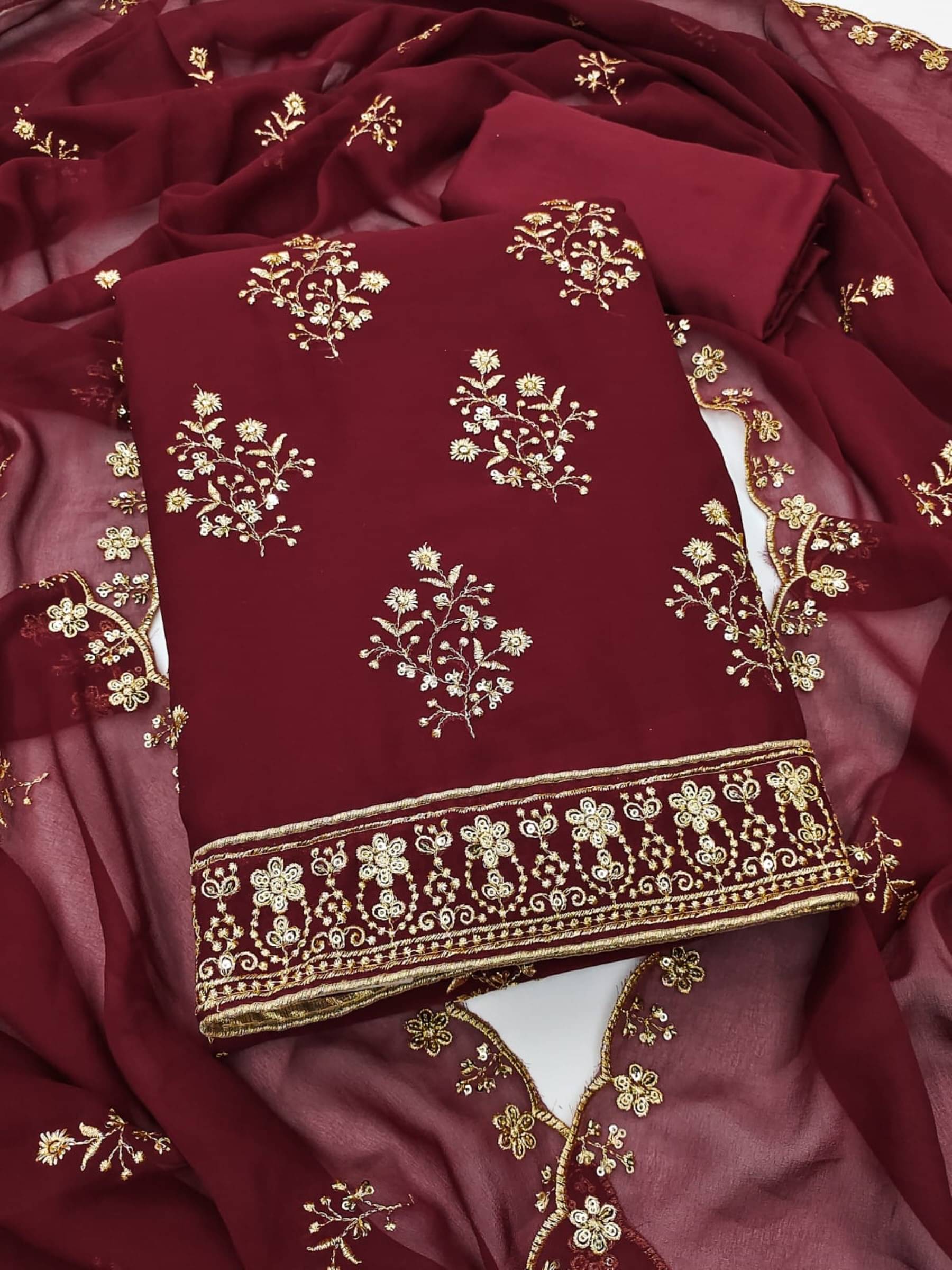     			Shree Mahantam Women Georgette Unstitched Dress Material ( Red )