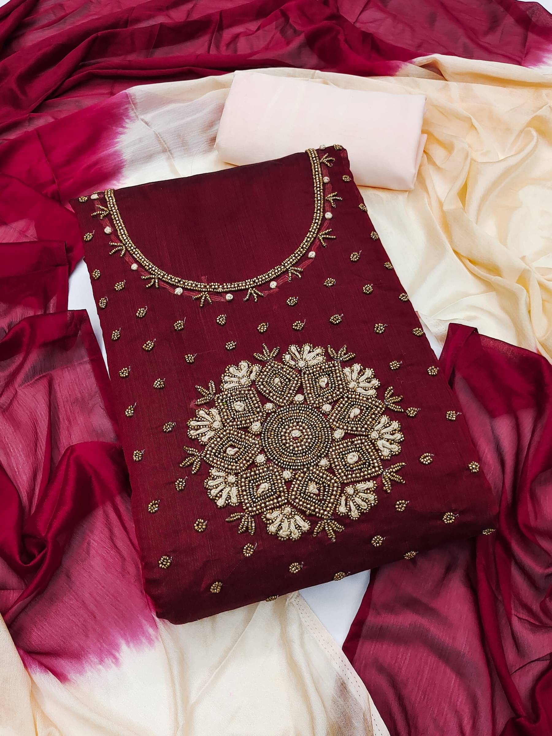     			Shree Mahantam Women Silk Unstitched Dress Material ( Maroon )
