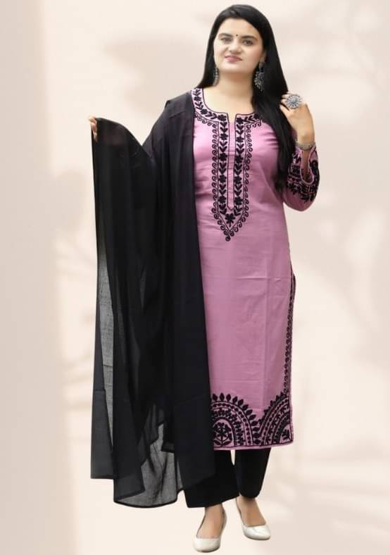 Supar Sleave Women Rayon Embroidered Straight Kurti With Pants ( Pink ) Supar Sleave Women Rayon Embroidered Straight Kurti With Pants ( Pink )