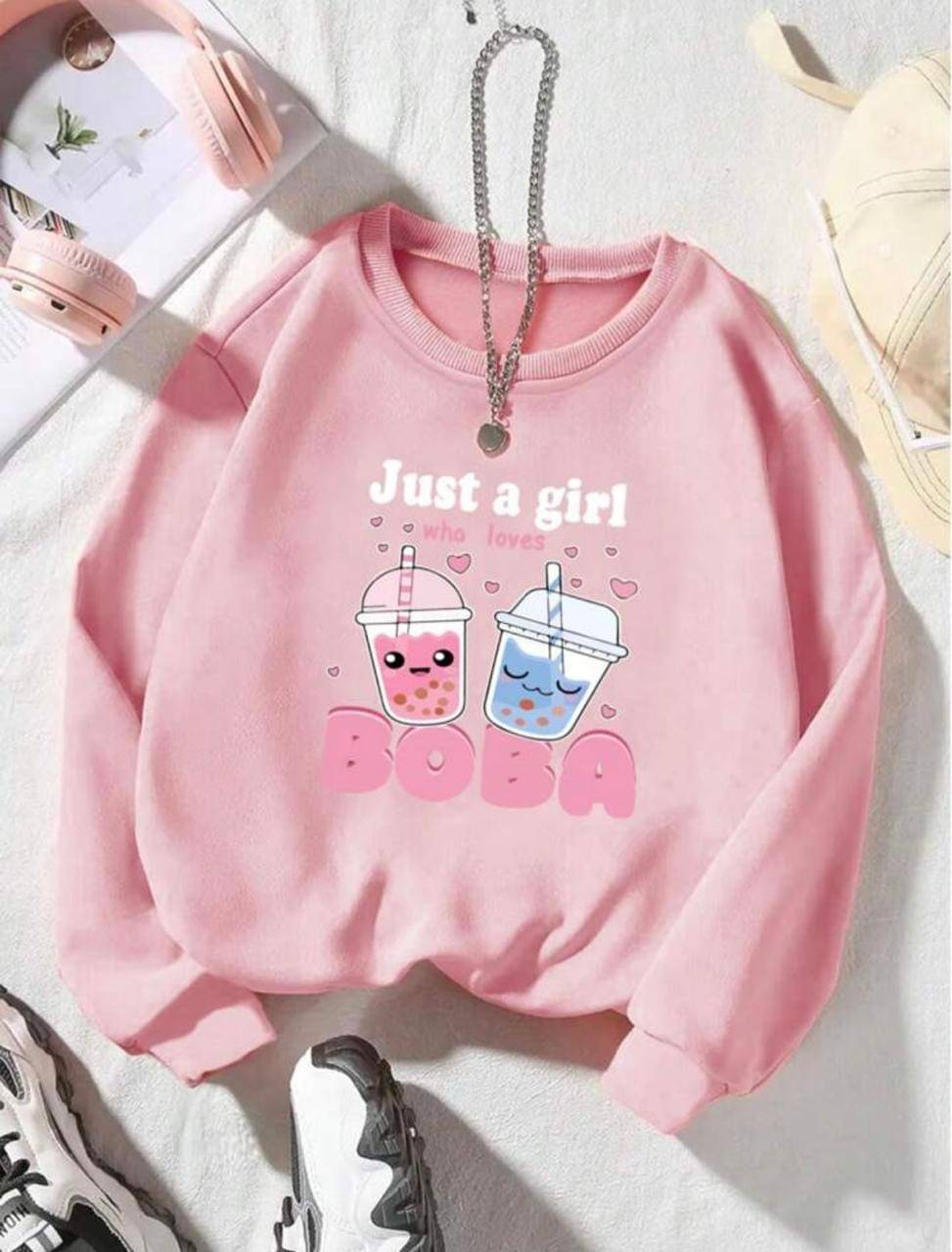 THAWE PARIDHAN Fleece Women's Non Hooded Sweatshirt ( Pink ) THAWE PARIDHAN Fleece Women's Non Hooded Sweatshirt ( Pink )