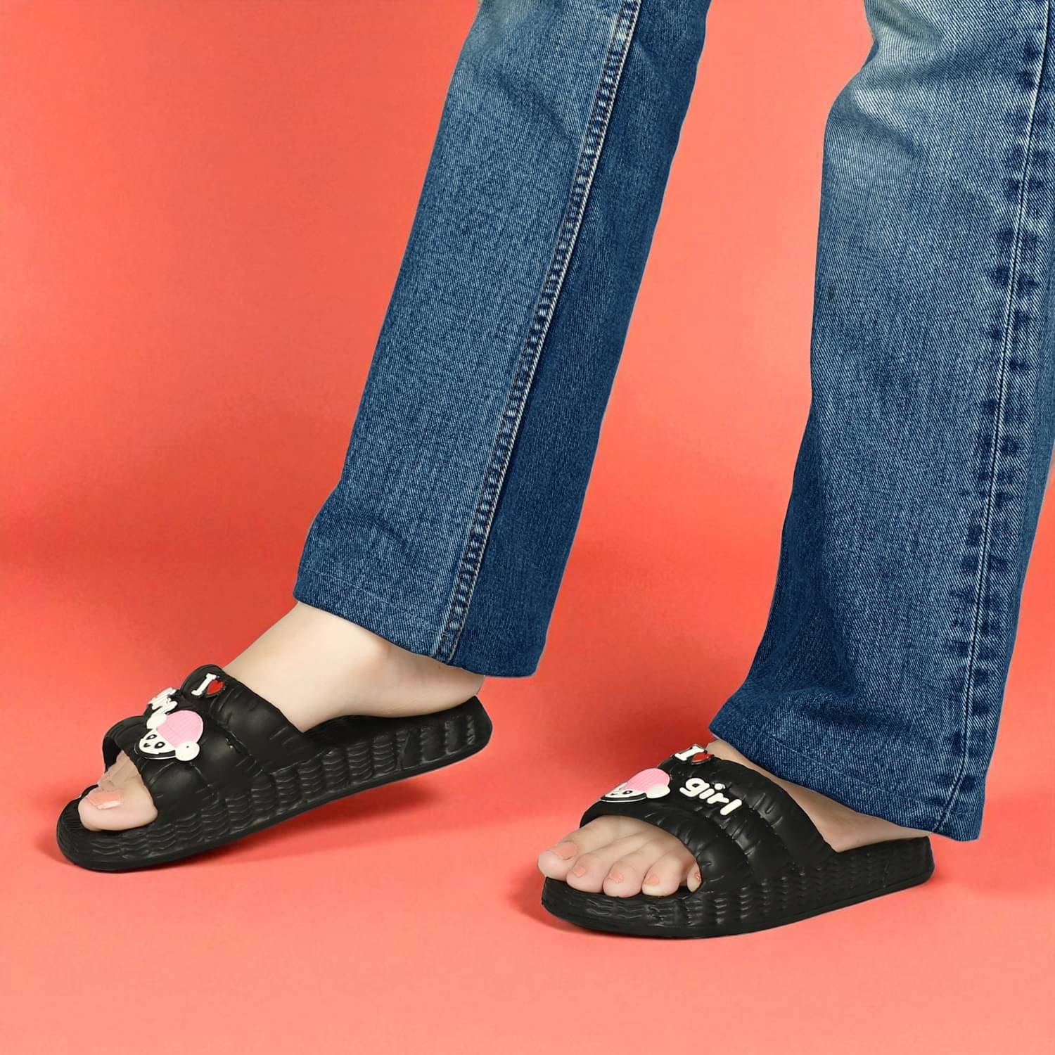     			Trotus Black Women's Slide Flip Flop