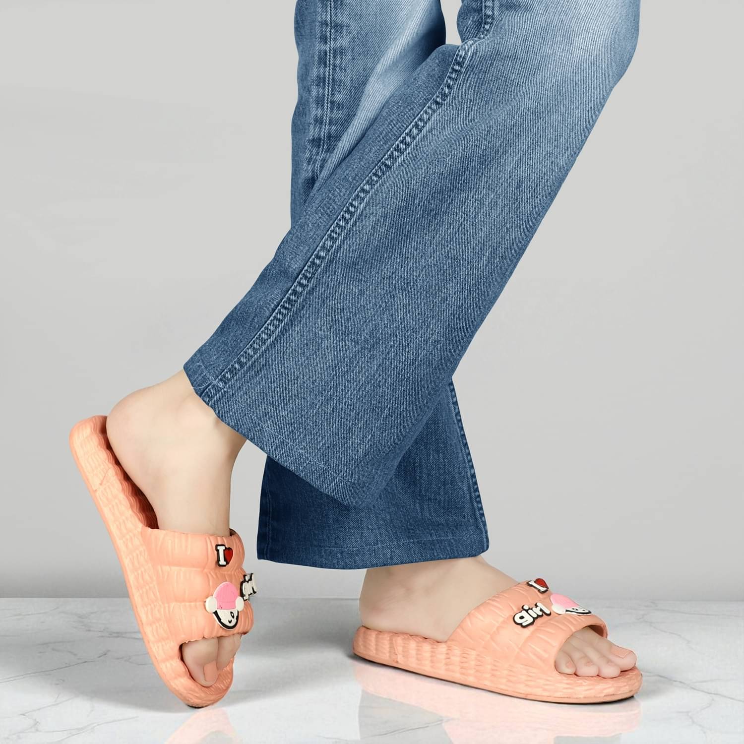     			Trotus Peach Women's Slide Flip Flop