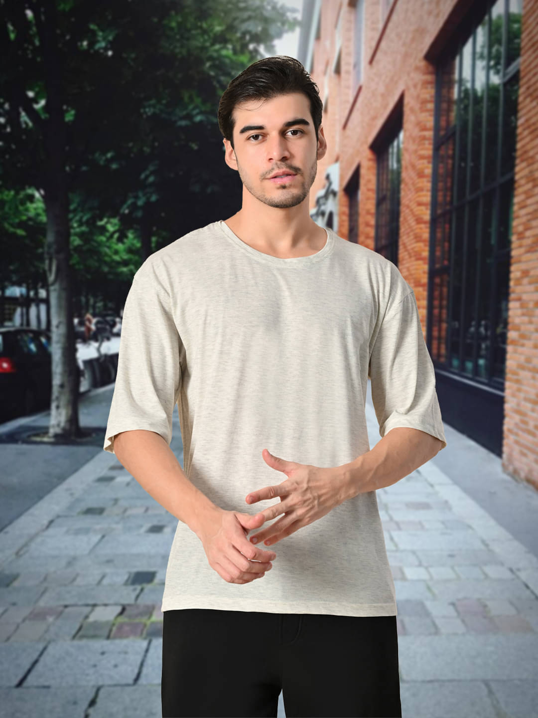     			Unicus Apparel Men Cotton Oversized Fit Solid T-Shirt ( White )