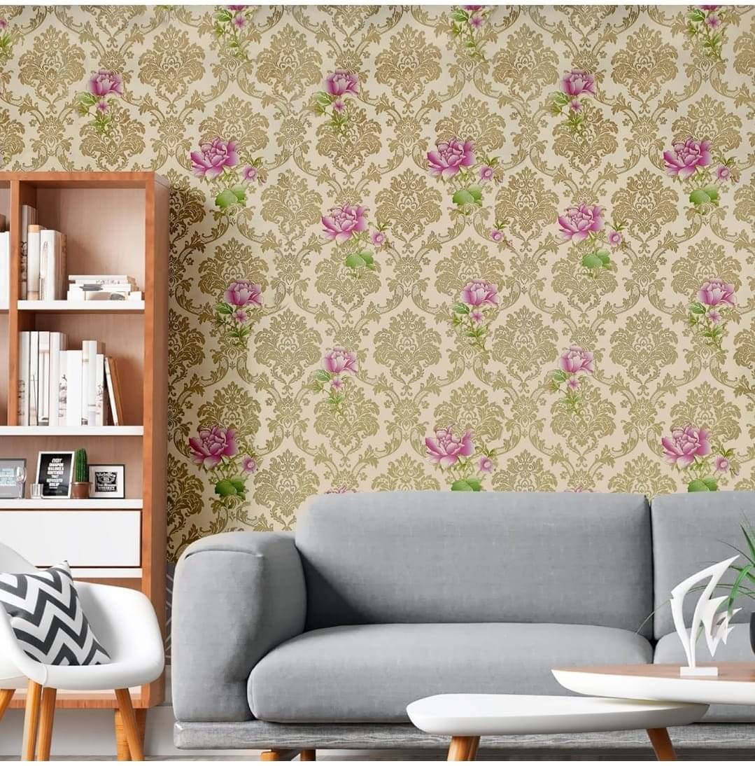 WRUNJI, GOLD RED FLOWER Floral Self-Adhesive Wallpaper PVC Peel & Kitchen & Furniture Makeover(45x500 cm) WRUNJI, GOLD RED FLOWER Floral Self-Adhesive Wallpaper PVC Peel & Kitchen & Furniture Makeover(45x500 cm)