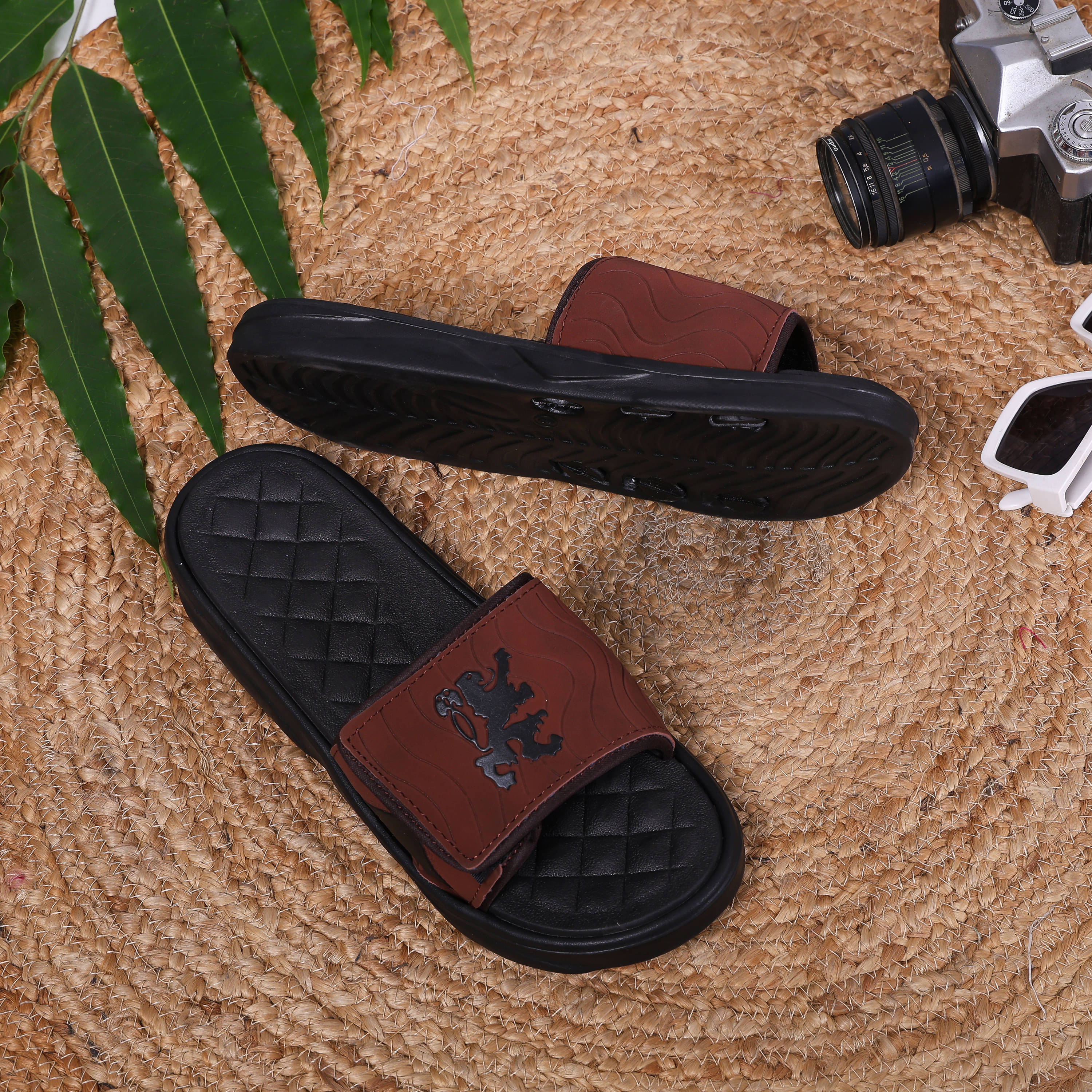     			Z Brown Men's Slide Flip Flop