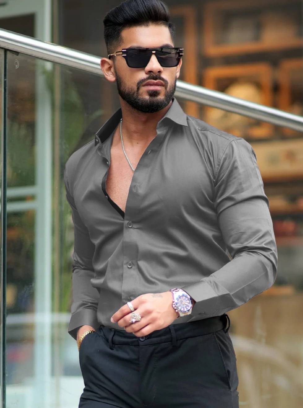 iexira Cotton Blend Regular Fit Full Sleeves Men's Formal Shirt - Grey ( Pack of 1 ) iexira Cotton Blend Regular Fit Full Sleeves Men's Formal Shirt - Grey ( Pack of 1 )