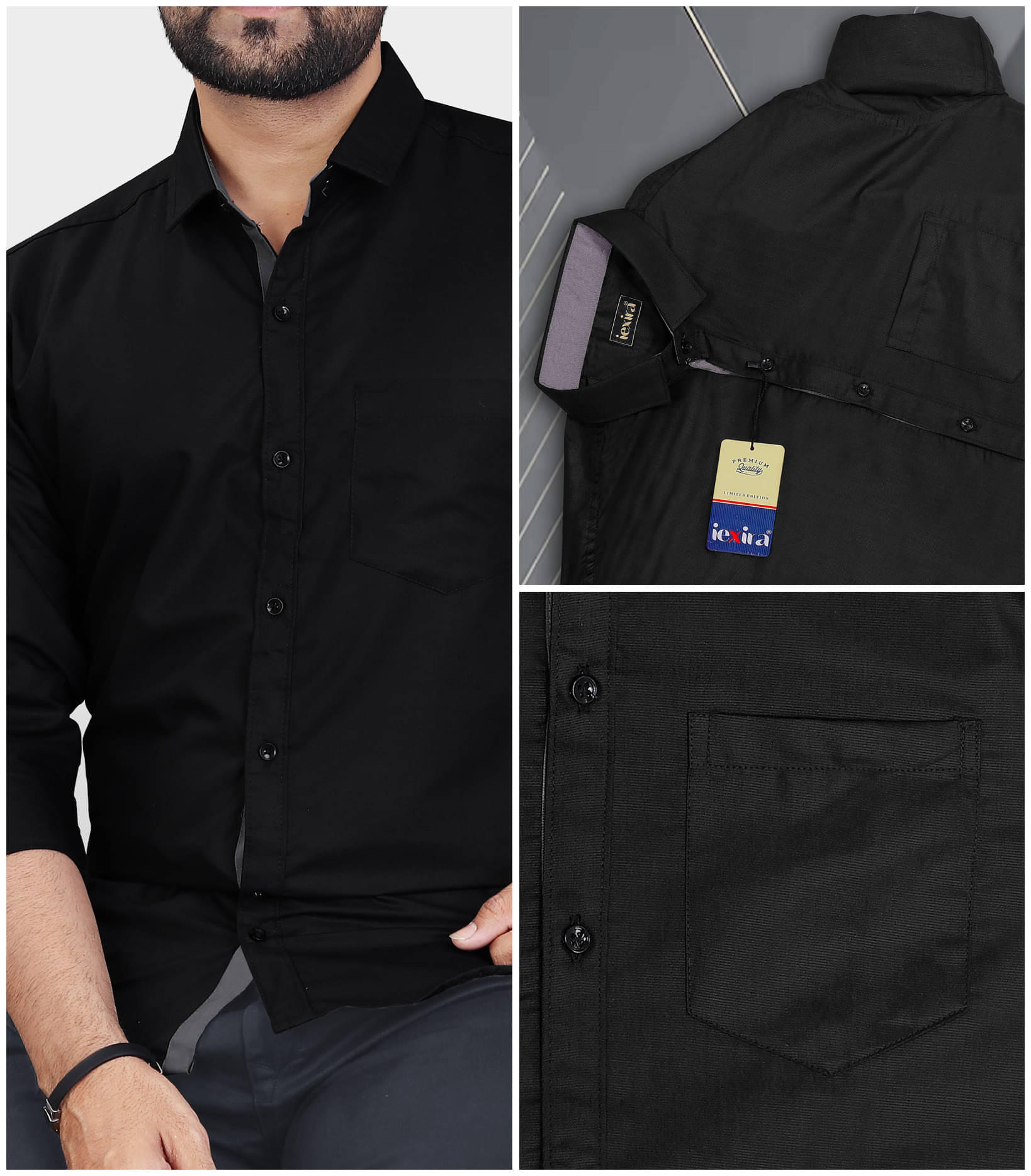     			iexira Cotton Blend Regular Fit Full Sleeves Men's Formal Shirt - Black ( Pack of 1 )