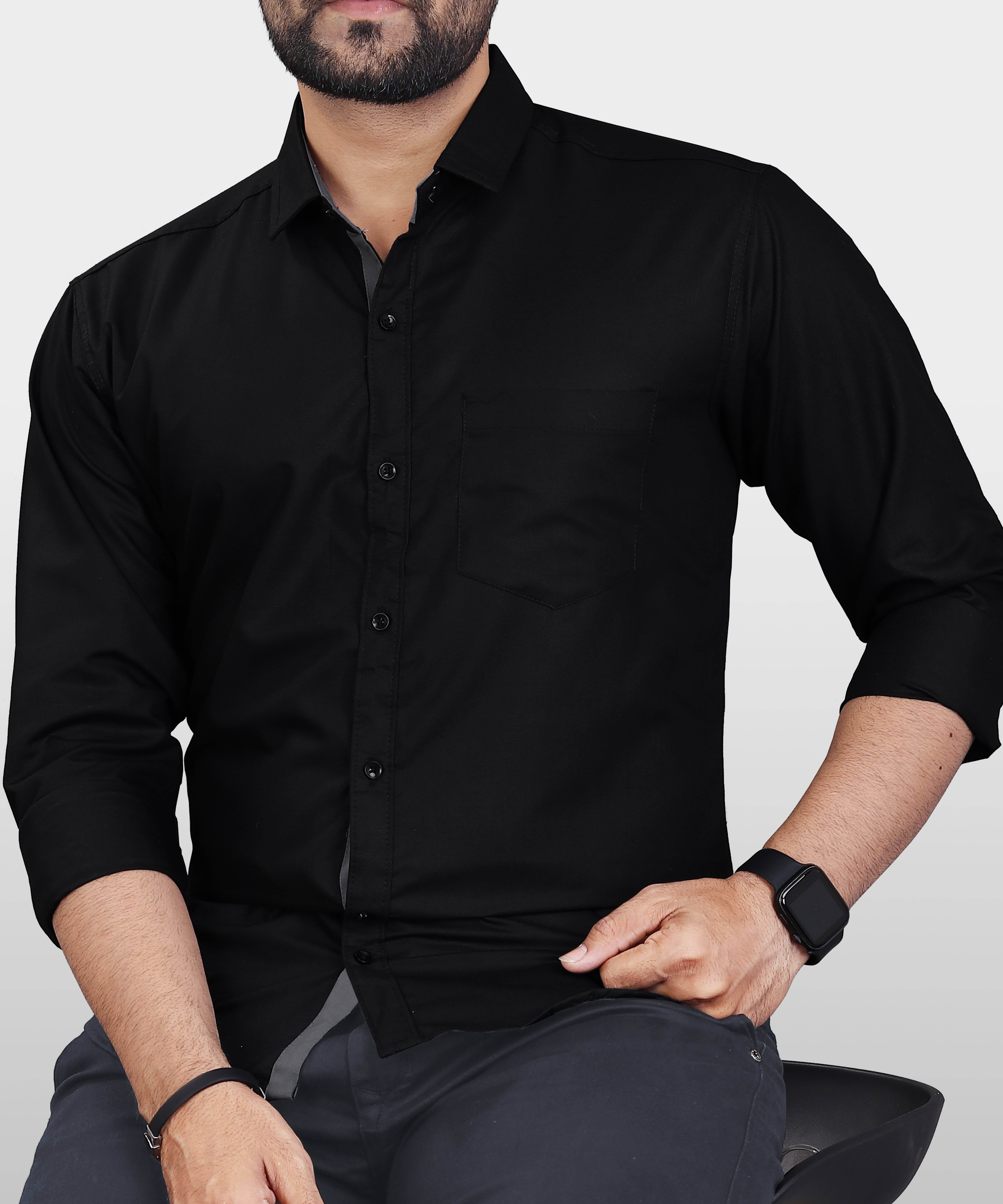 iexira Cotton Blend Regular Fit Full Sleeves Men's Formal Shirt - Black ( Pack of 1 ) iexira Cotton Blend Regular Fit Full Sleeves Men's Formal Shirt - Black ( Pack of 1 )