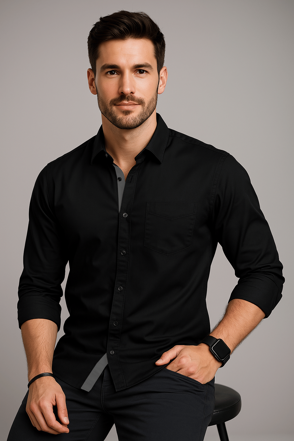     			iexira Cotton Blend Regular Fit Full Sleeves Men's Formal Shirt - Black ( Pack of 1 )
