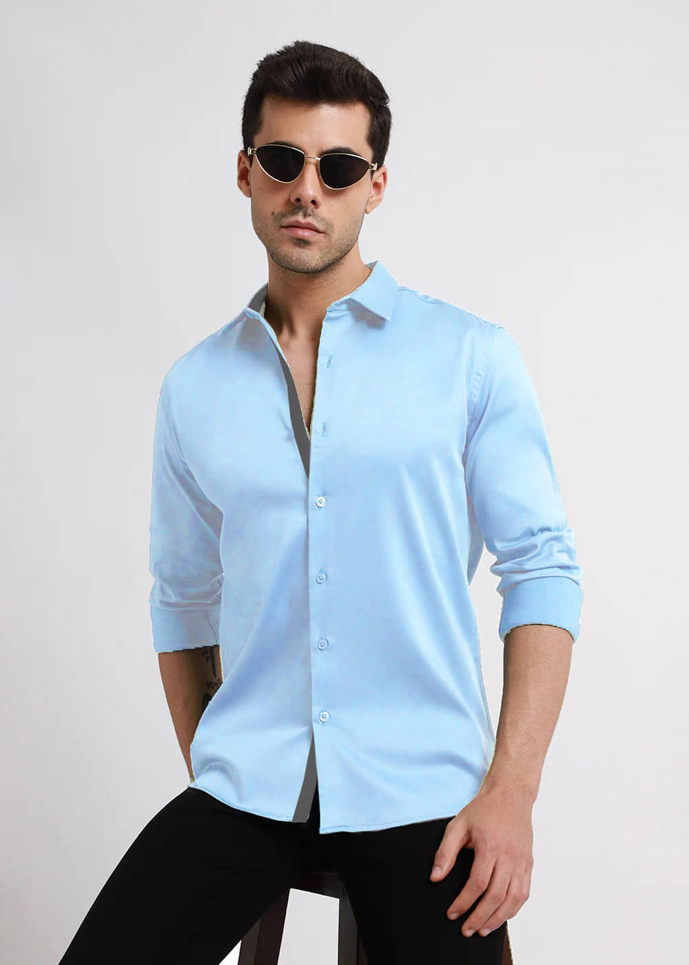 iexira Cotton Blend Regular Fit Full Sleeves Men's Formal Shirt - Blue ( Pack of 1 ) iexira Cotton Blend Regular Fit Full Sleeves Men's Formal Shirt - Blue ( Pack of 1 )