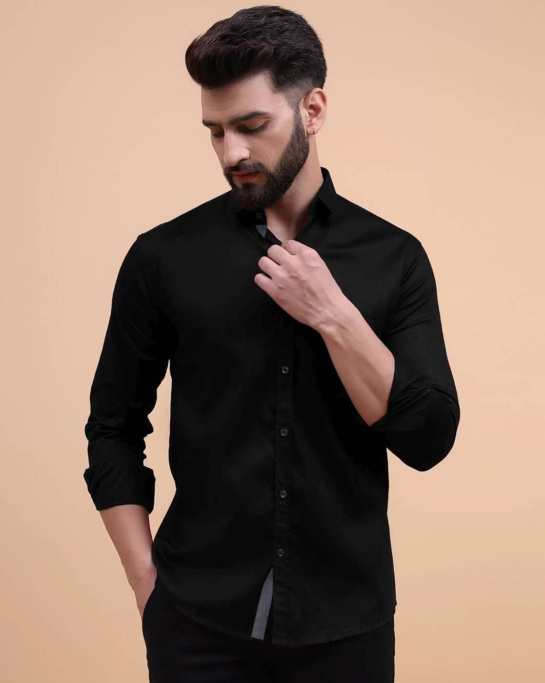     			iexira Cotton Blend Regular Fit Full Sleeves Men's Formal Shirt - Black ( Pack of 1 )