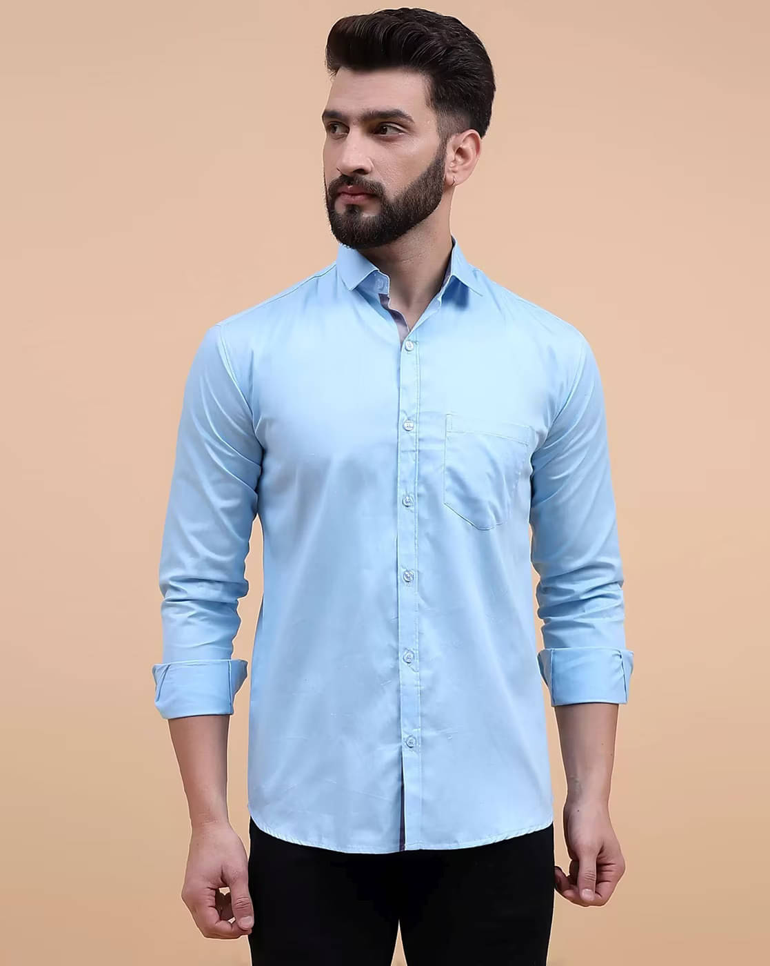 iexira Cotton Blend Regular Fit Full Sleeves Men's Formal Shirt - Blue ( Pack of 1 ) iexira Cotton Blend Regular Fit Full Sleeves Men's Formal Shirt - Blue ( Pack of 1 )