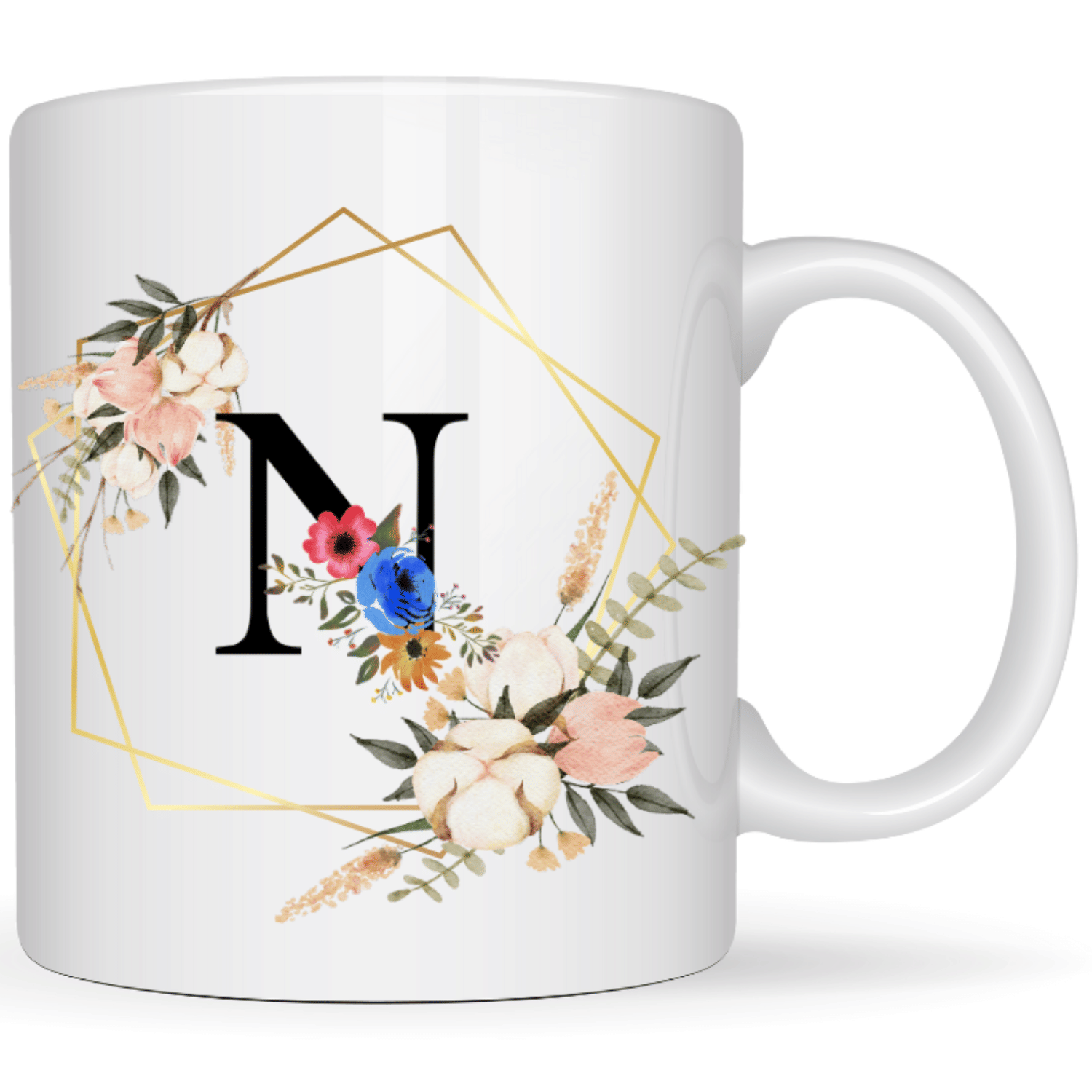     			maddock corp Printed N Floral Ceramic Coffee Mug 350 mL ( Pack of 1 )