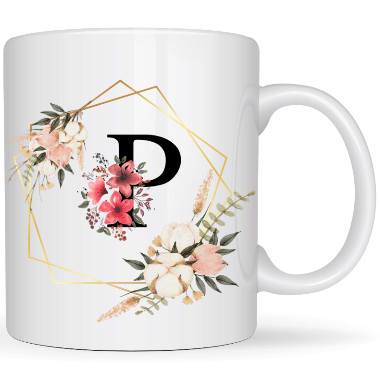     			maddock corp Printed P Floral Ceramic Coffee Mug 350 mL ( Pack of 1 )